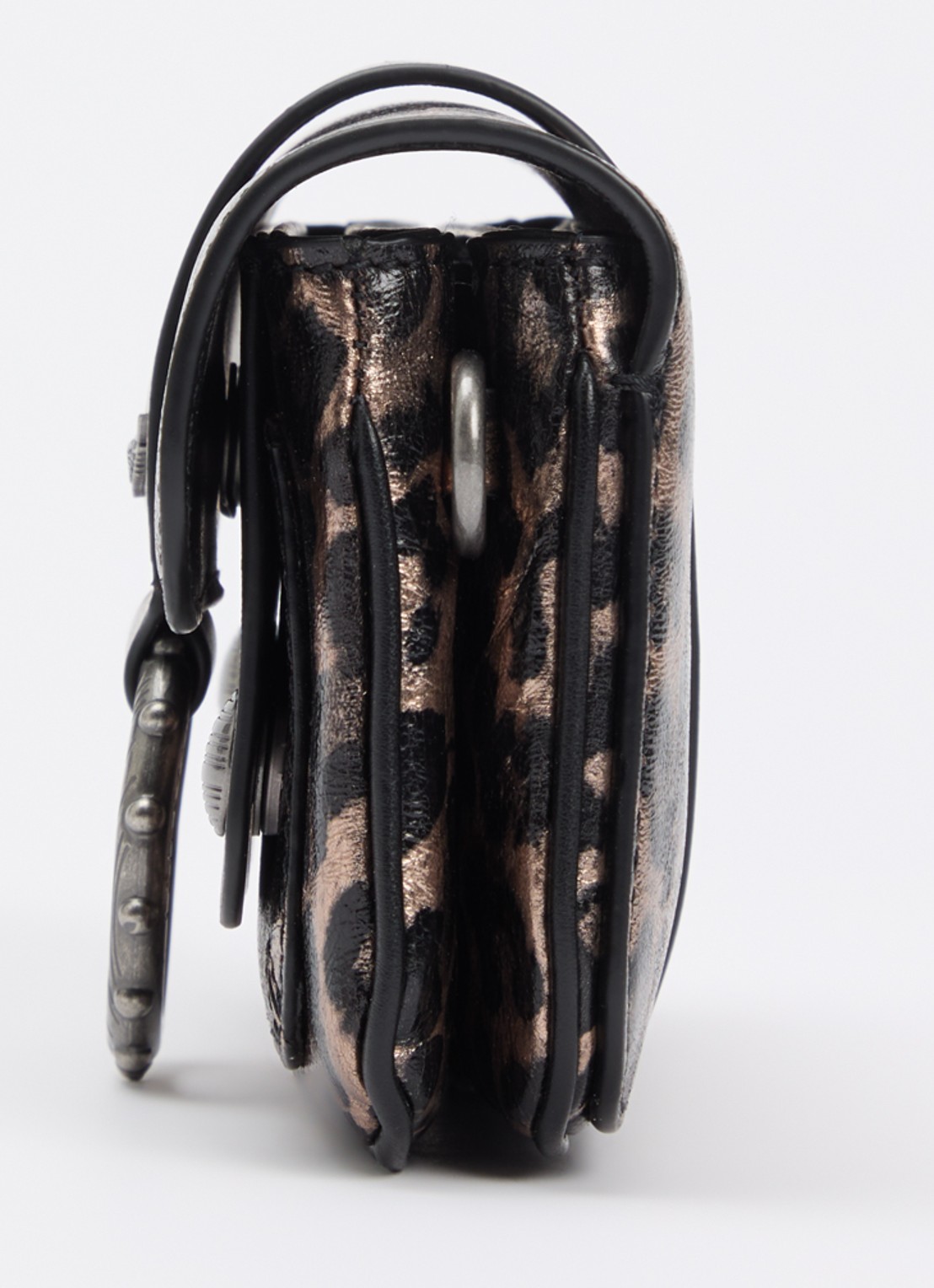 Zadig&Voltaire Kate Wallet clutch van leer met panterprint en metallic finish - detail 3 bruin