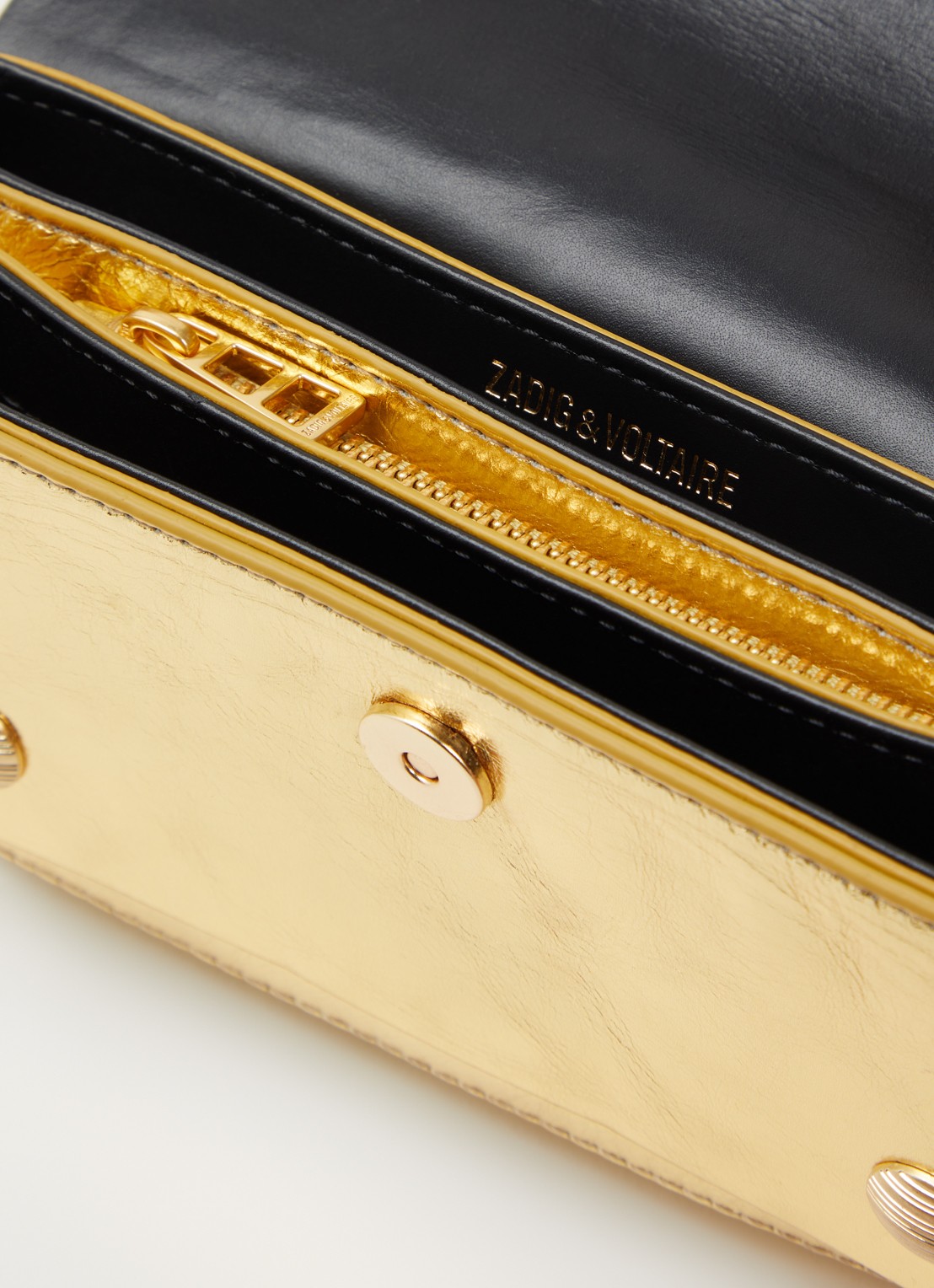 Zadig&Voltaire Kate Wallet Vintage Metal handtas van leer met afneembare schouderriem  - detail 2 goud
