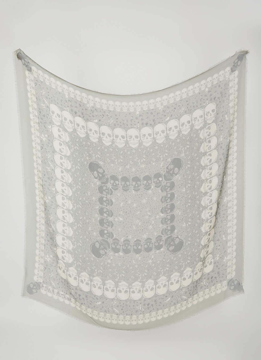 Zadig&Voltaire Kerry Garden sjaal met print 135 x 135 cm - detail 2 olijfgroen