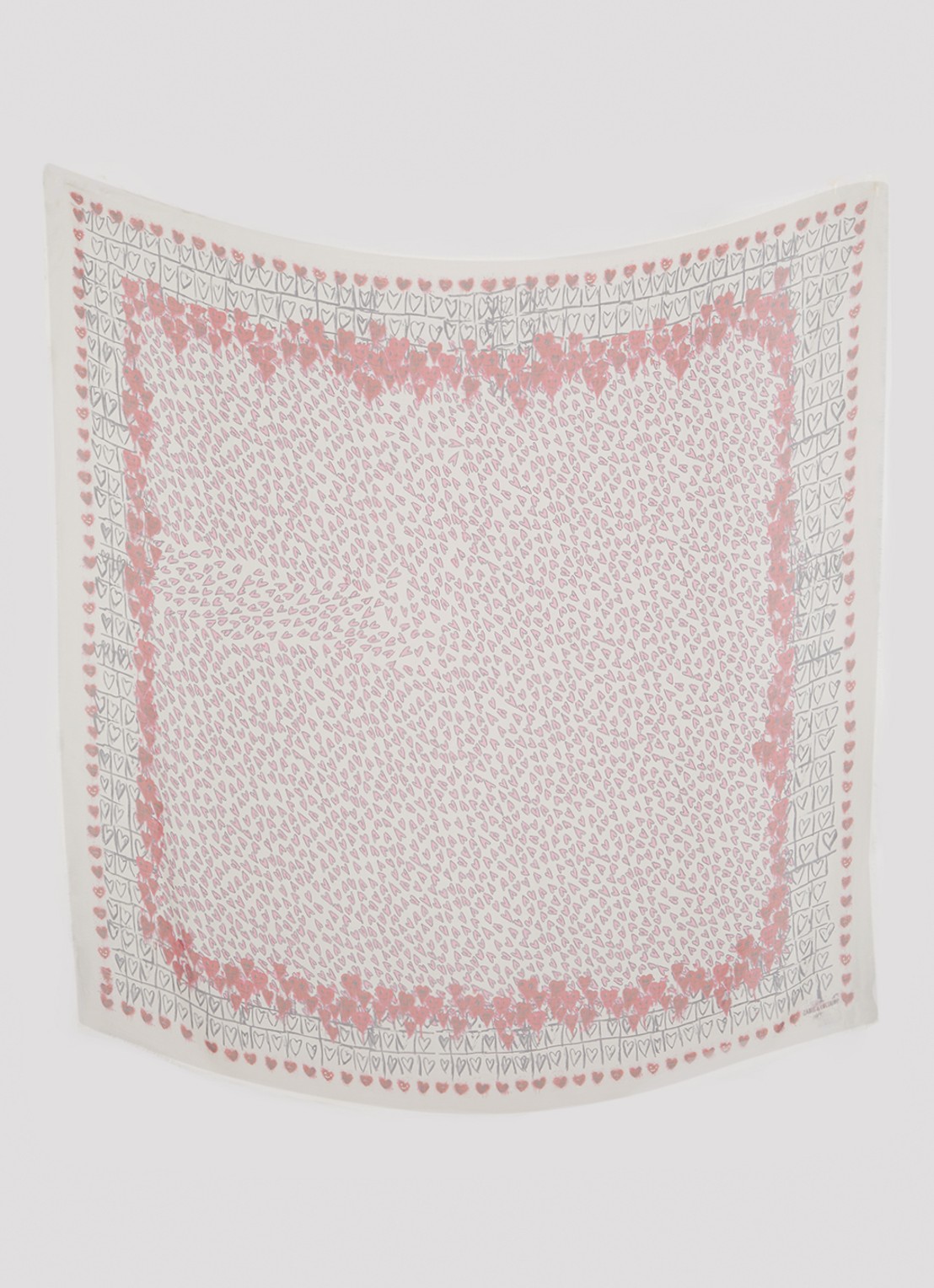 Zadig&Voltaire Kerry Hearts sjaal met print 135 x 135 cm - detail 2 ivoor