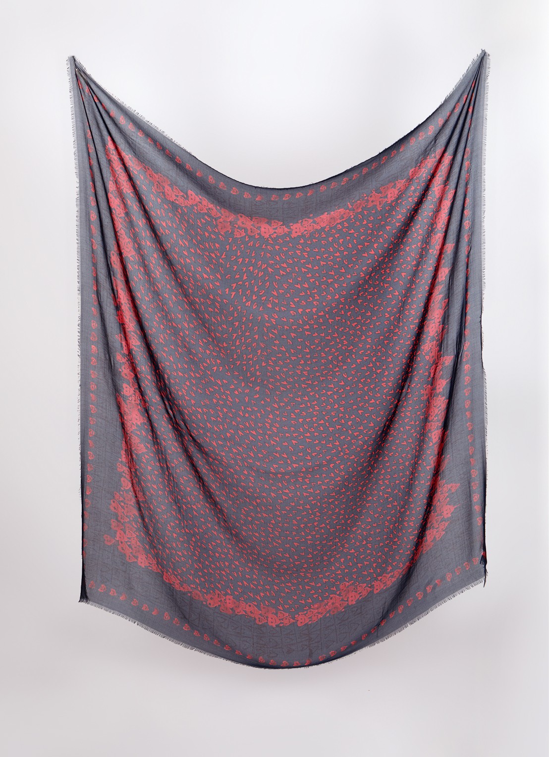 Zadig&Voltaire Kerry Hearts sjaal met print 135 x 135 cm - detail donkerblauw