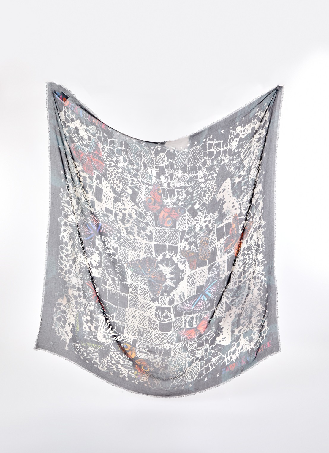 Zadig&Voltaire Kerry sjaal met print 134 x 134 cm - detail 2 donkerblauw