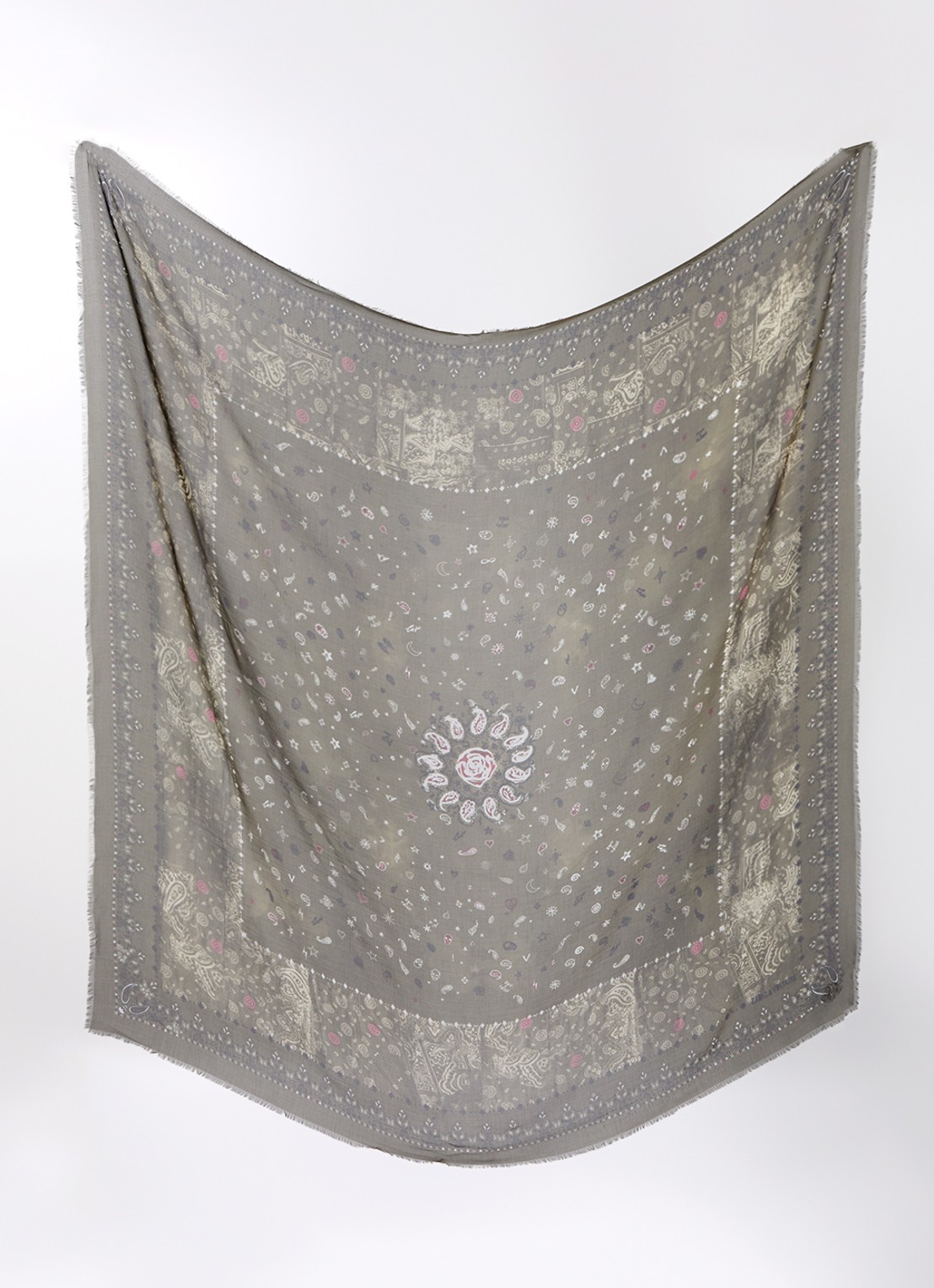 Zadig&Voltaire Kerry Vintage sjaal met print 135 x 135 cm - detail 2 bronsgroen