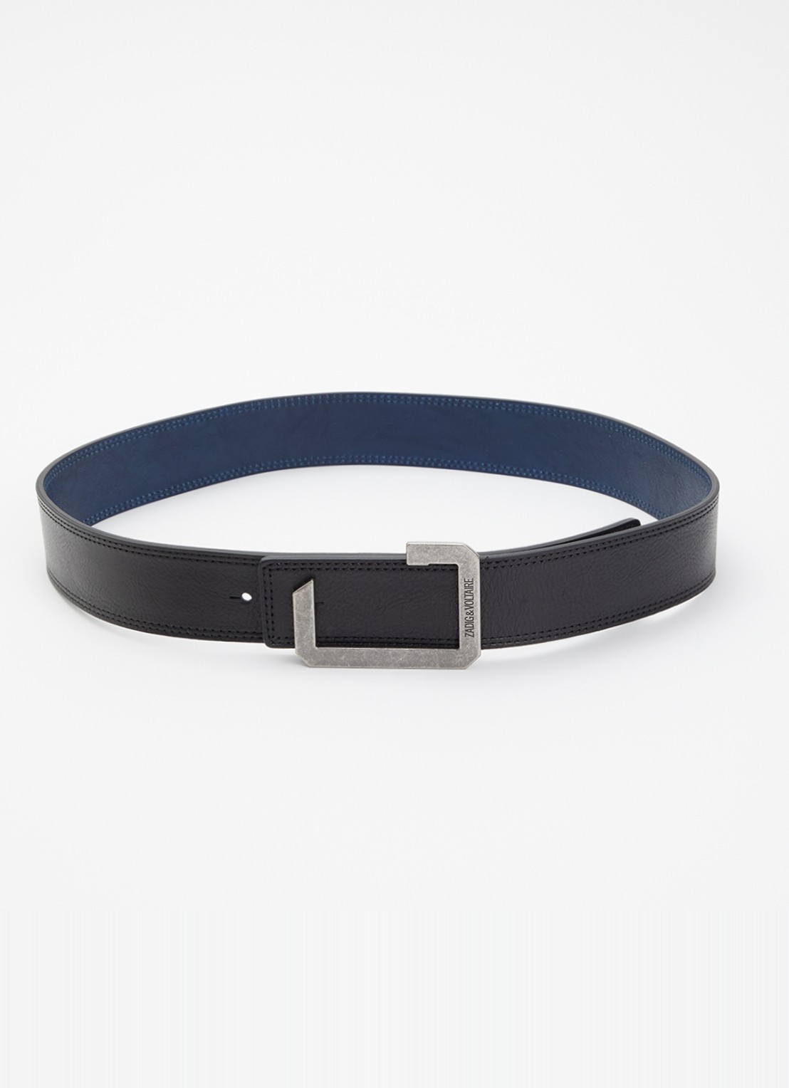 Zadig&Voltaire La Reversible riem van leer - voorkant 2 zwart