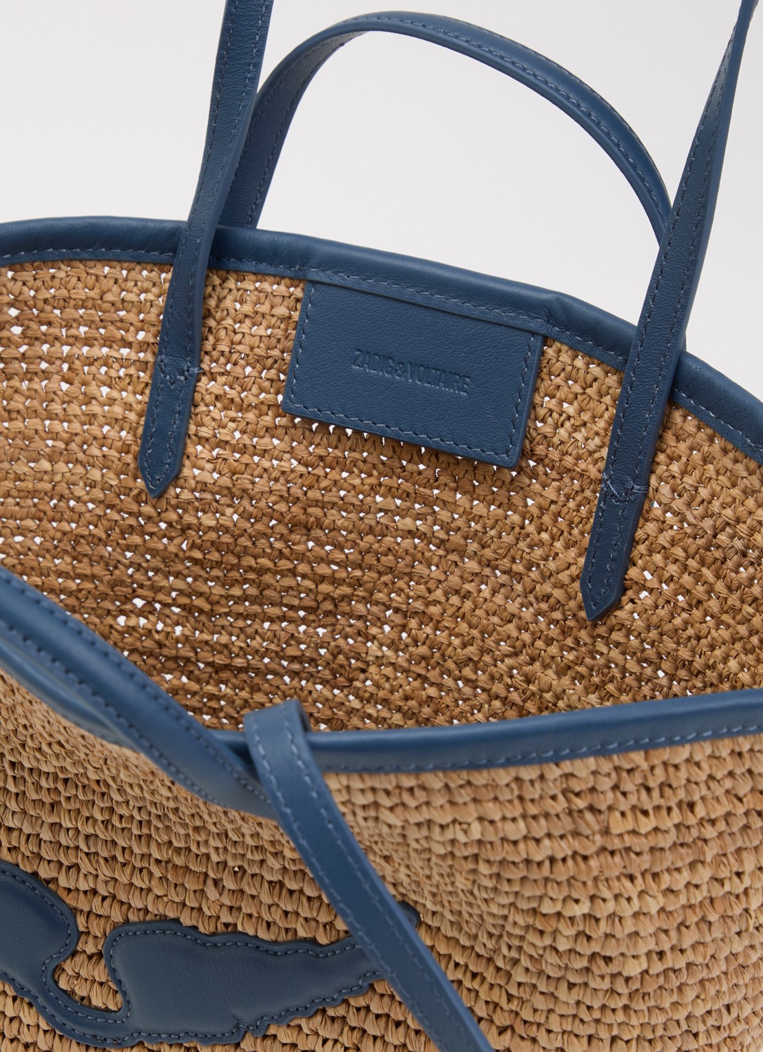 Zadig&Voltaire Le mini wings van raffia met leren details - detail blauw