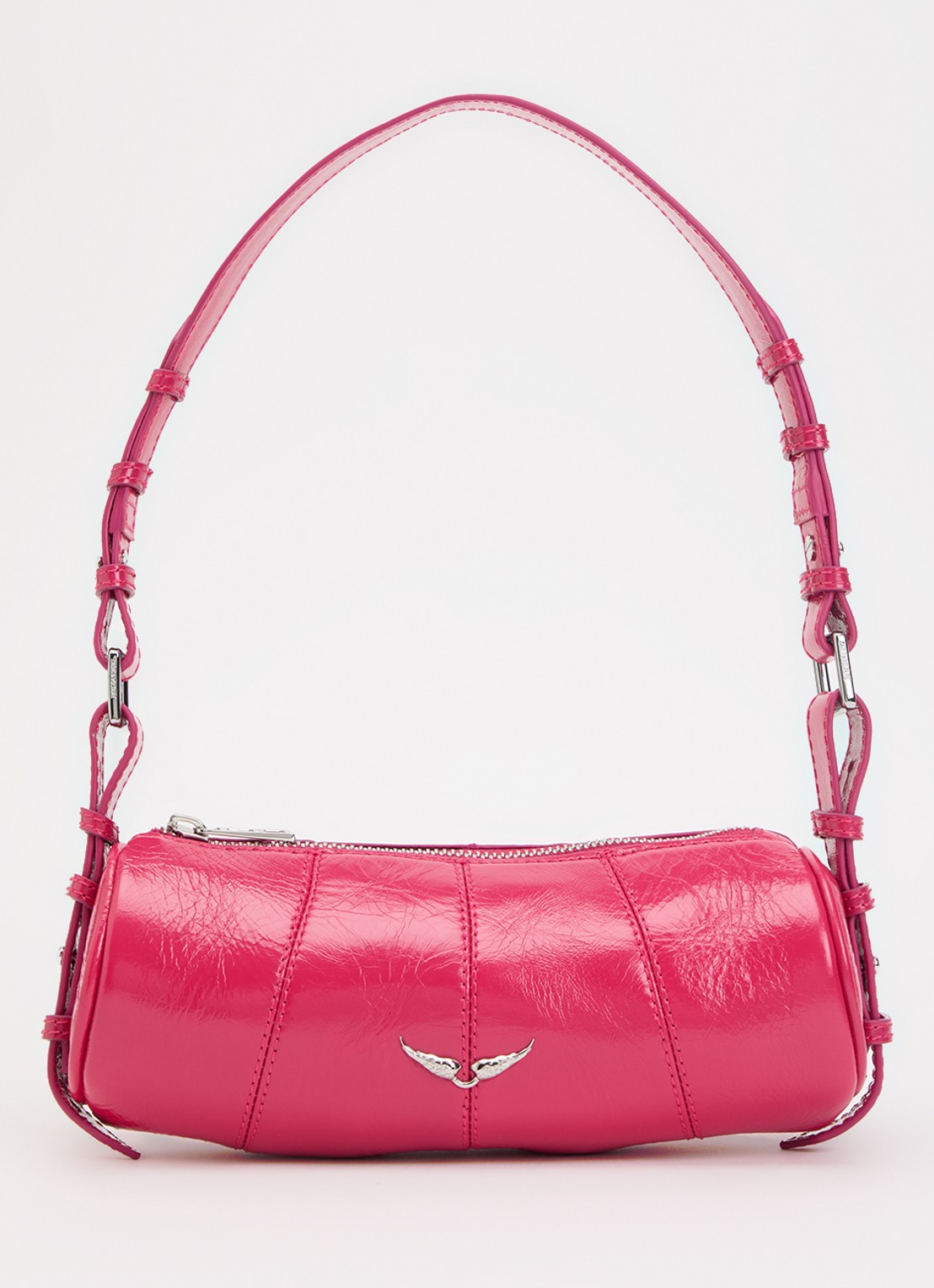 Zadig&Voltaire Le Roudoudou schoudertas van leer - voorkant 2 fuchsia