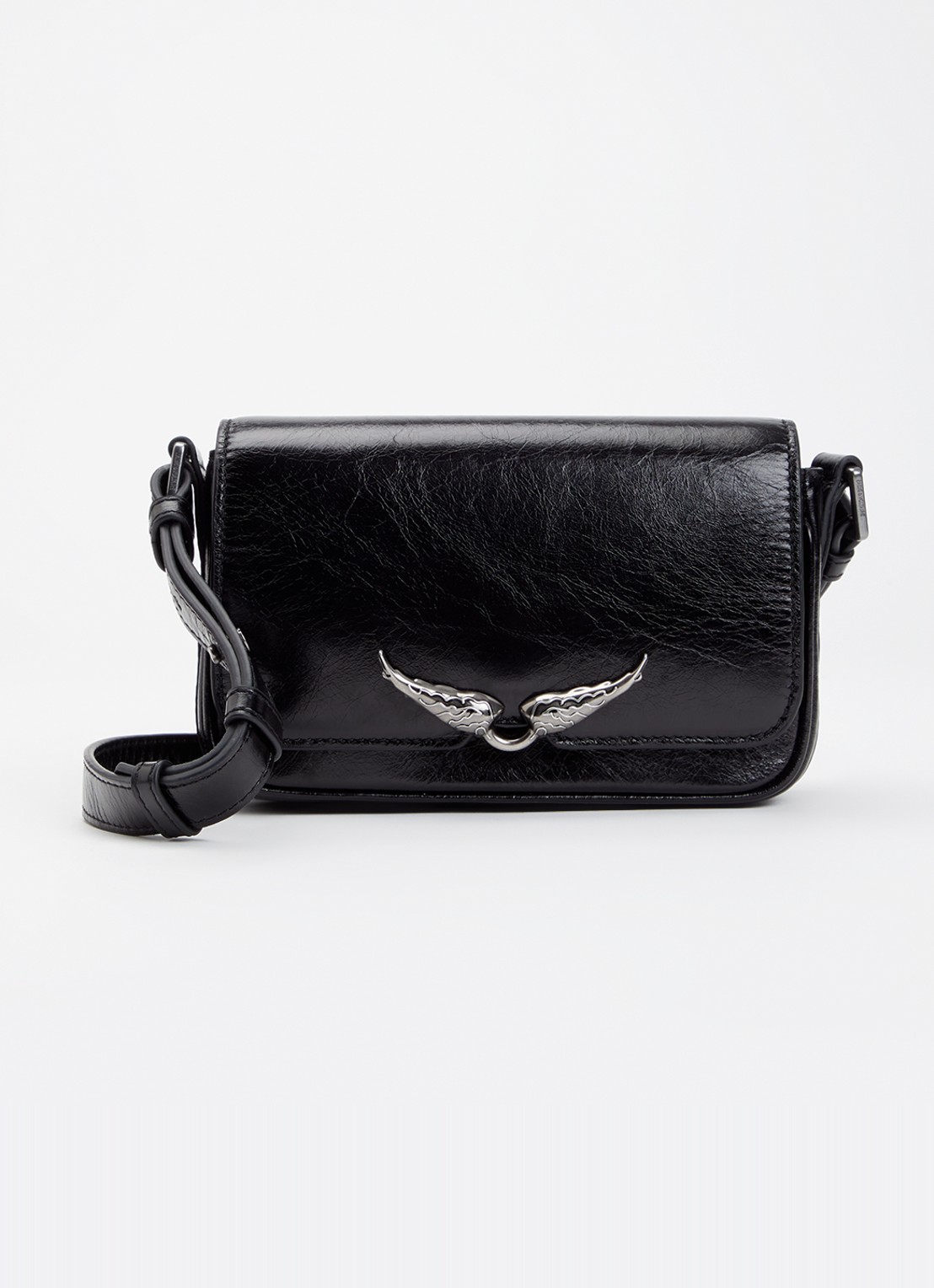 Zadig&Voltaire Le Zazi crossbodytas van kalfsleer met verstelbare schouderriem - voorkant zwart
