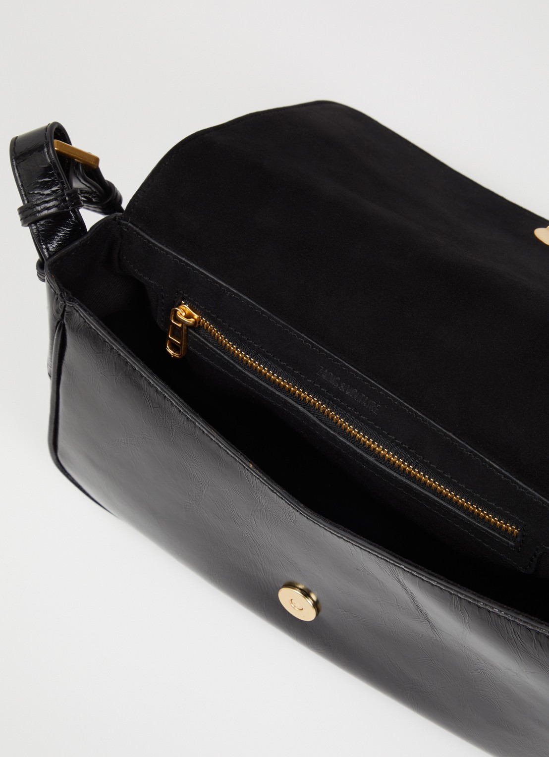 Zadig&Voltaire Le Zouzou schoudertas van leer met verstelbare schouderriem - detail 3 zwart