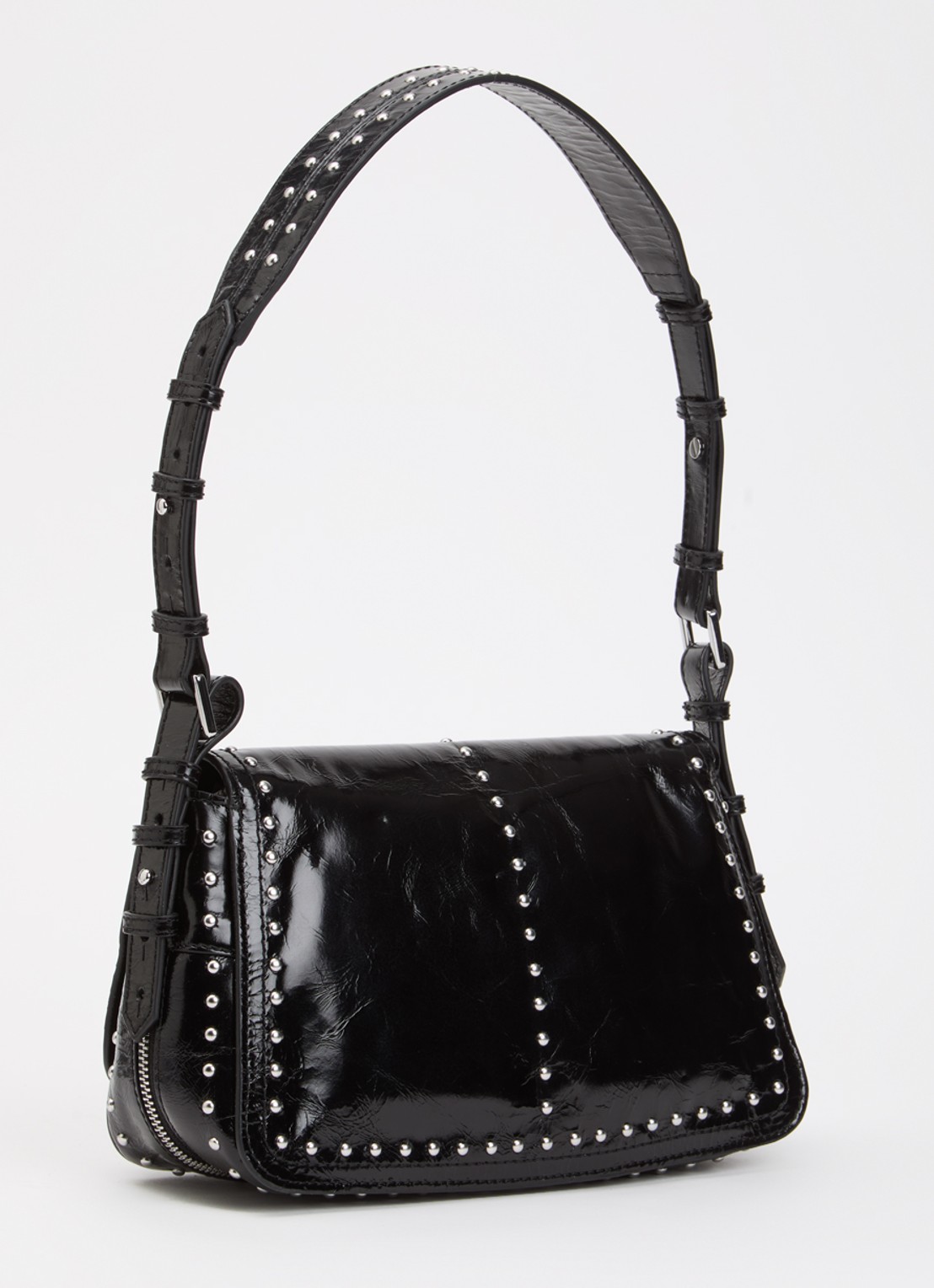 Zadig&Voltaire Le Zouzou Vintage schoudertas van leer met studs - achterkant 5 zwart