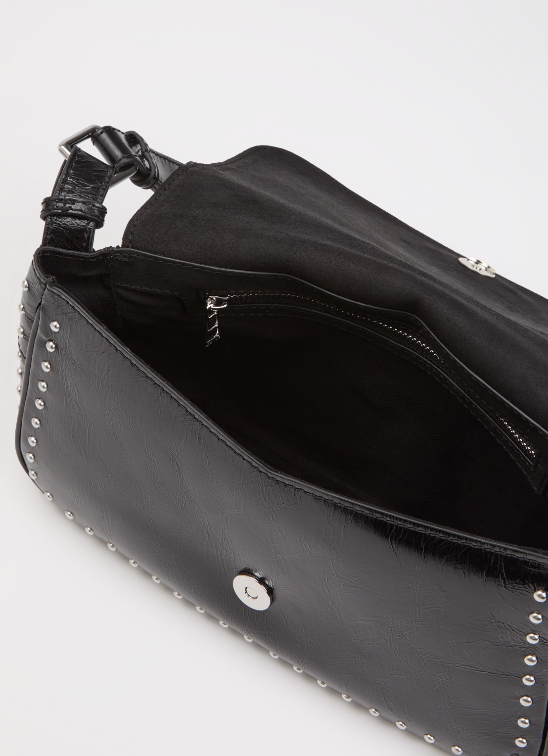 Zadig&Voltaire Le Zouzou Vintage schoudertas van leer met studs - detail zwart