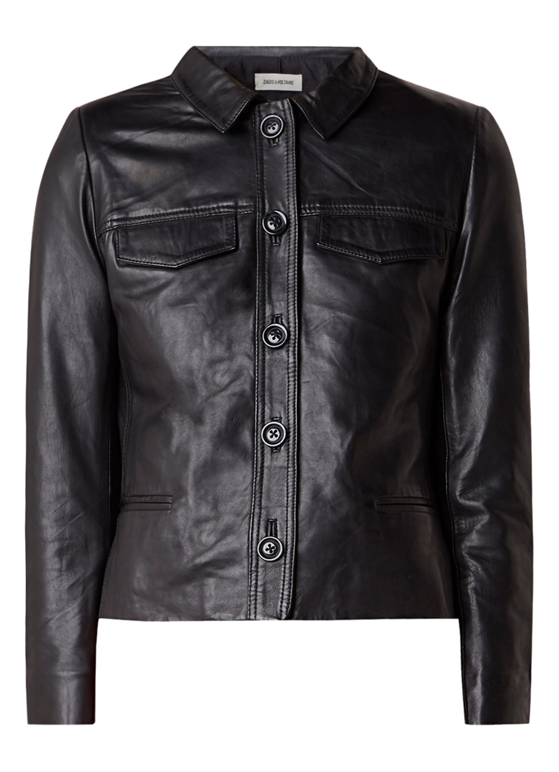 Zadig&Voltaire Liam kort jack van lamsleer  - voorkant 2 zwart
