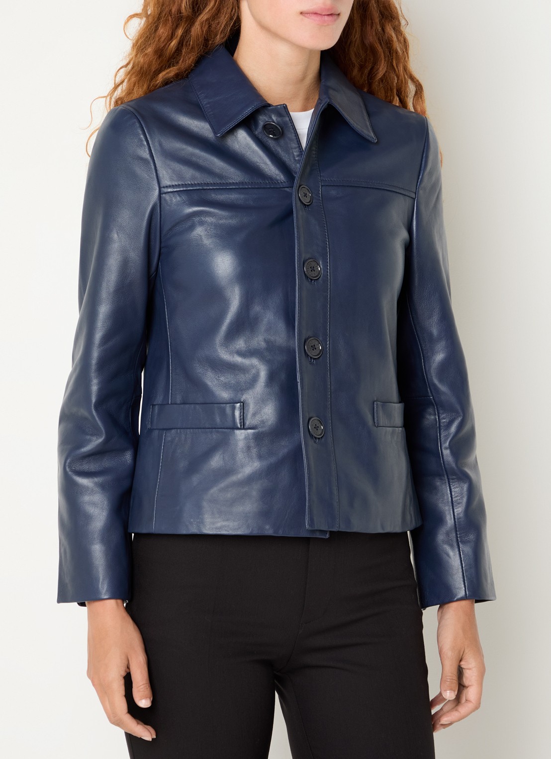 Zadig&Voltaire Liamys jack van lamsleer met logo - detail blauw