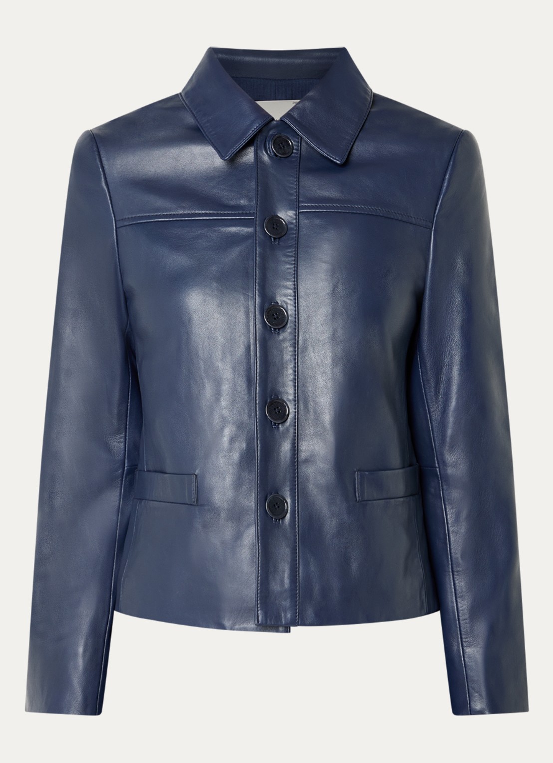 Zadig&Voltaire Liamys jack van lamsleer met logo - voorkant 2 blauw