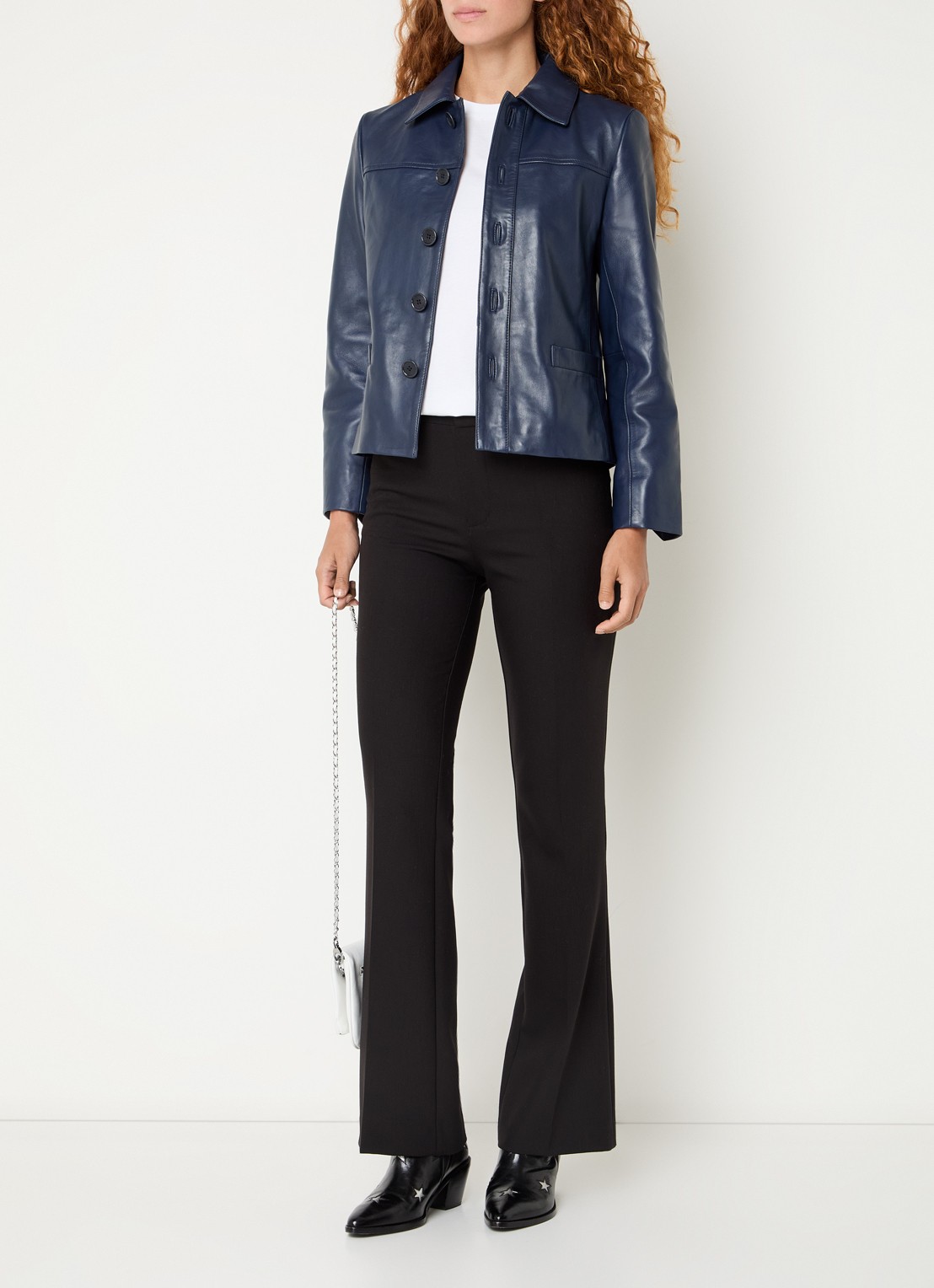 Zadig&Voltaire Liamys jack van lamsleer met logo - voorkant 3 blauw