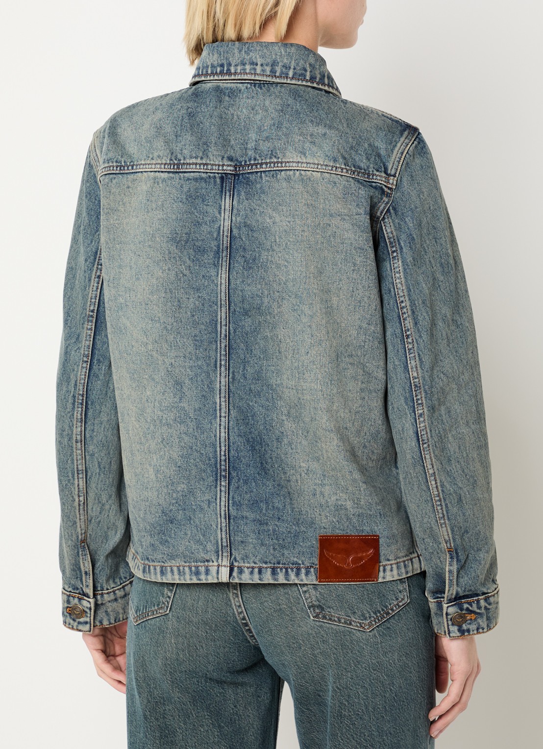 Zadig&Voltaire Lienna spijkerjas met logoborduring - achterkant indigo