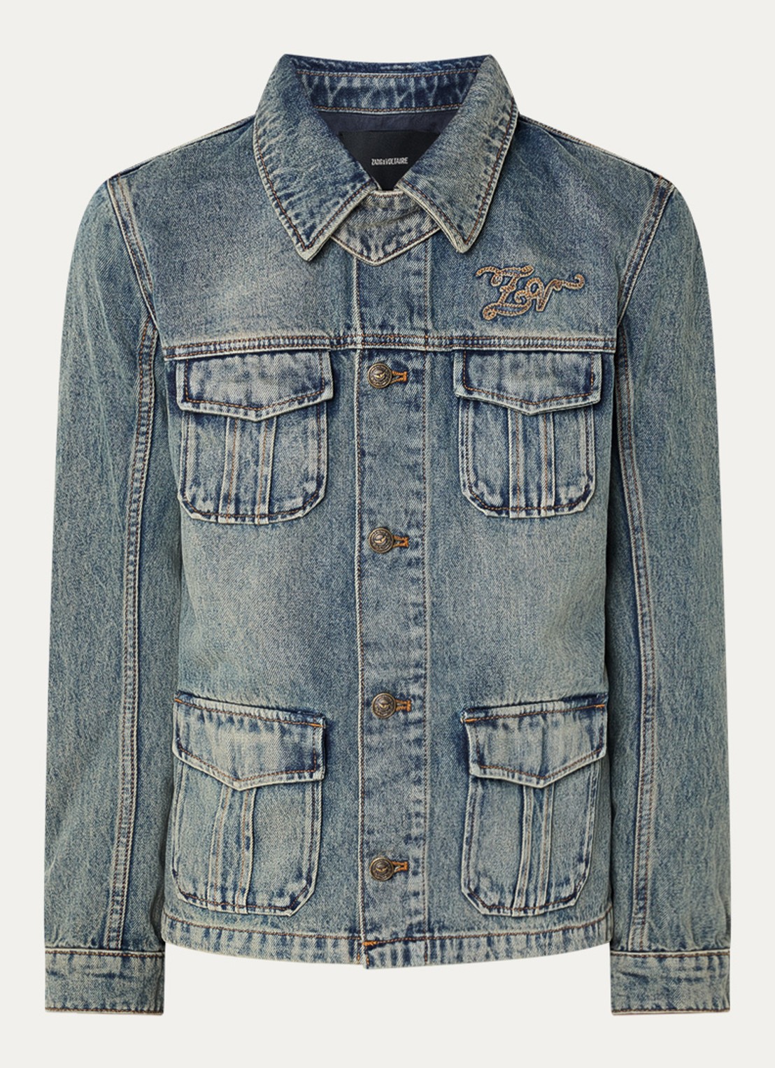 Zadig&Voltaire Lienna spijkerjas met logoborduring - voorkant 2 indigo