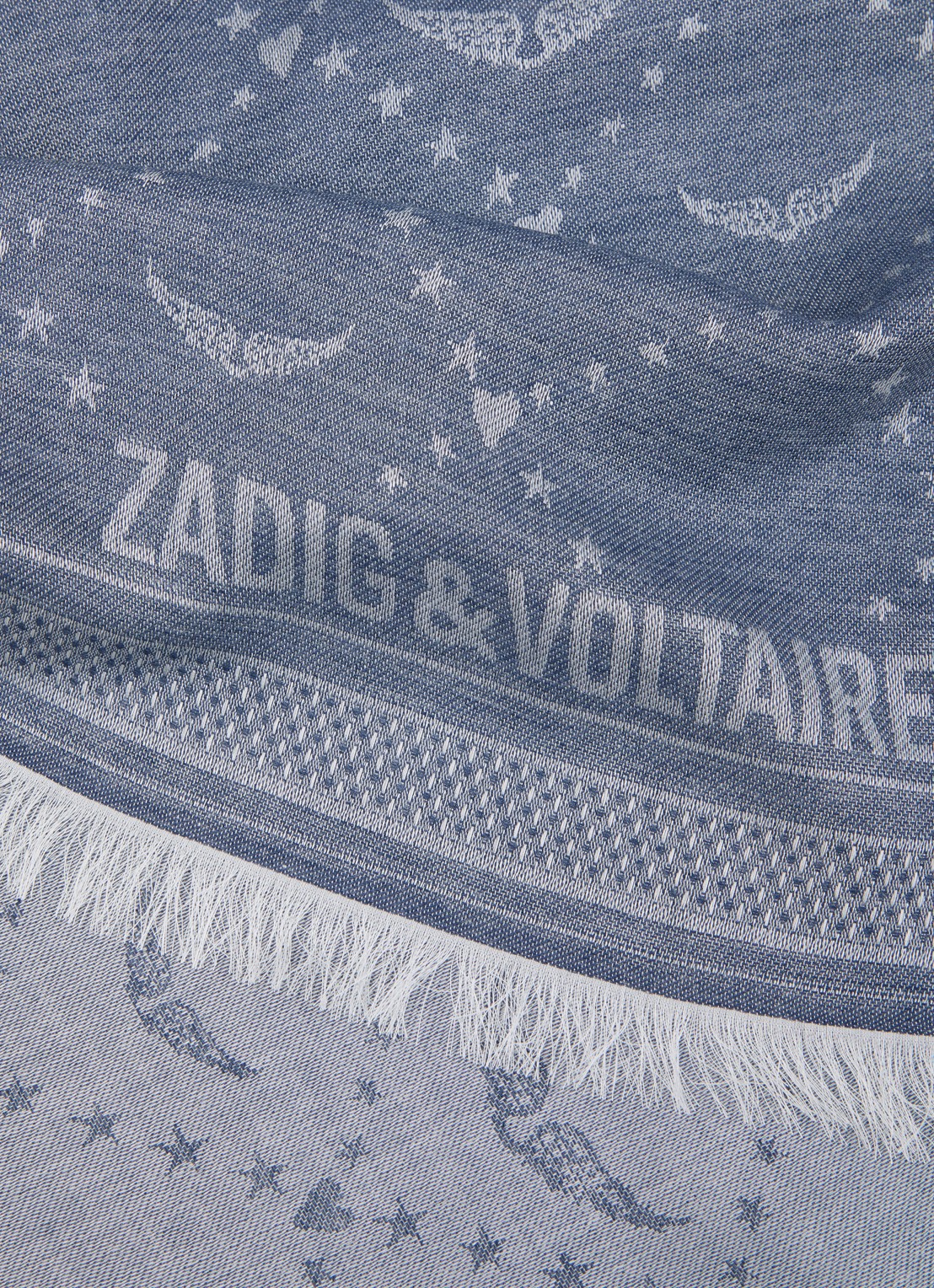 Zadig&Voltaire Liz sjaal met logoprint 135 x 135 cm - detail 2 indigo