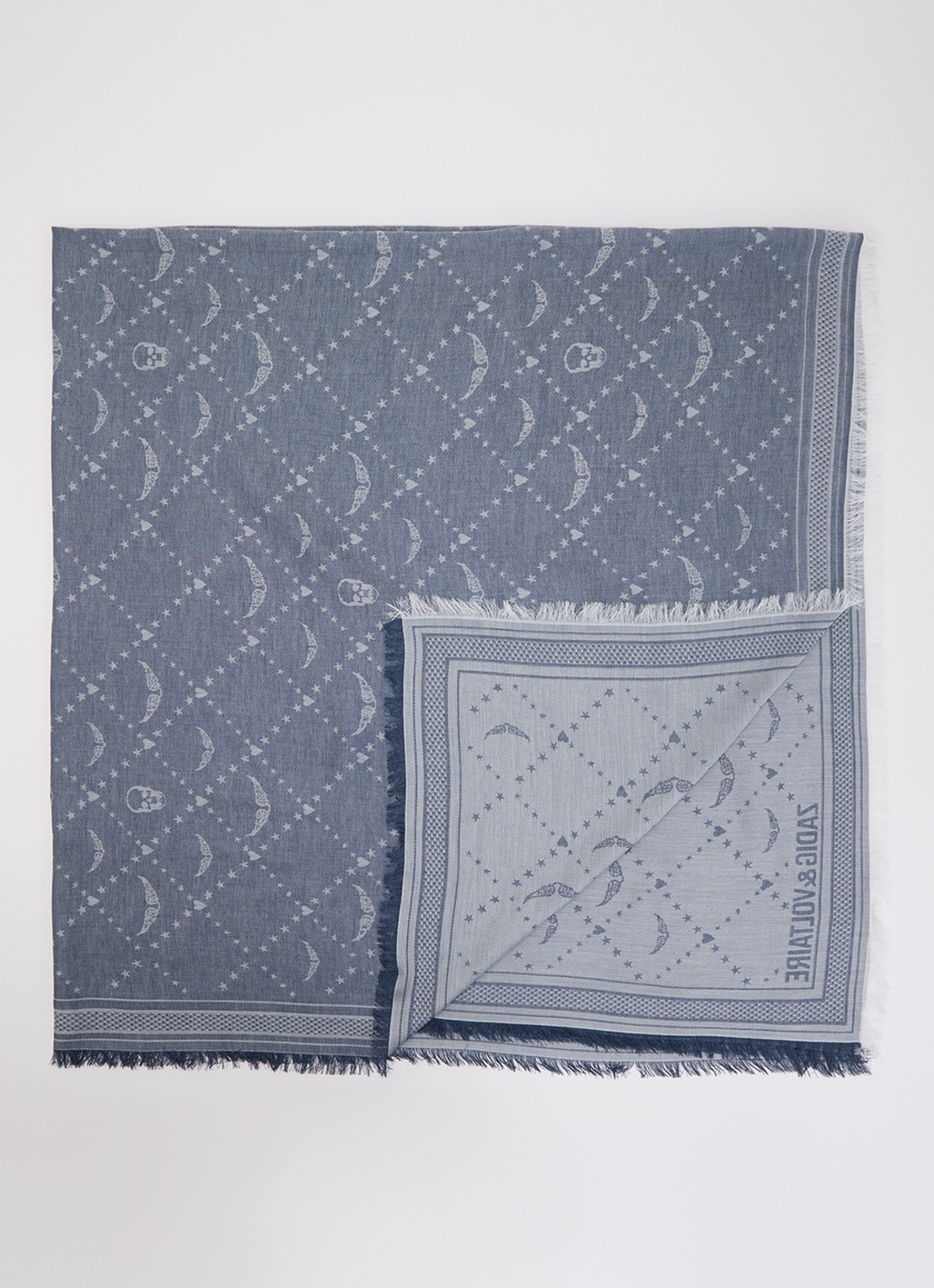 Zadig&Voltaire Liz sjaal met logoprint 135 x 135 cm - voorkant 3 indigo