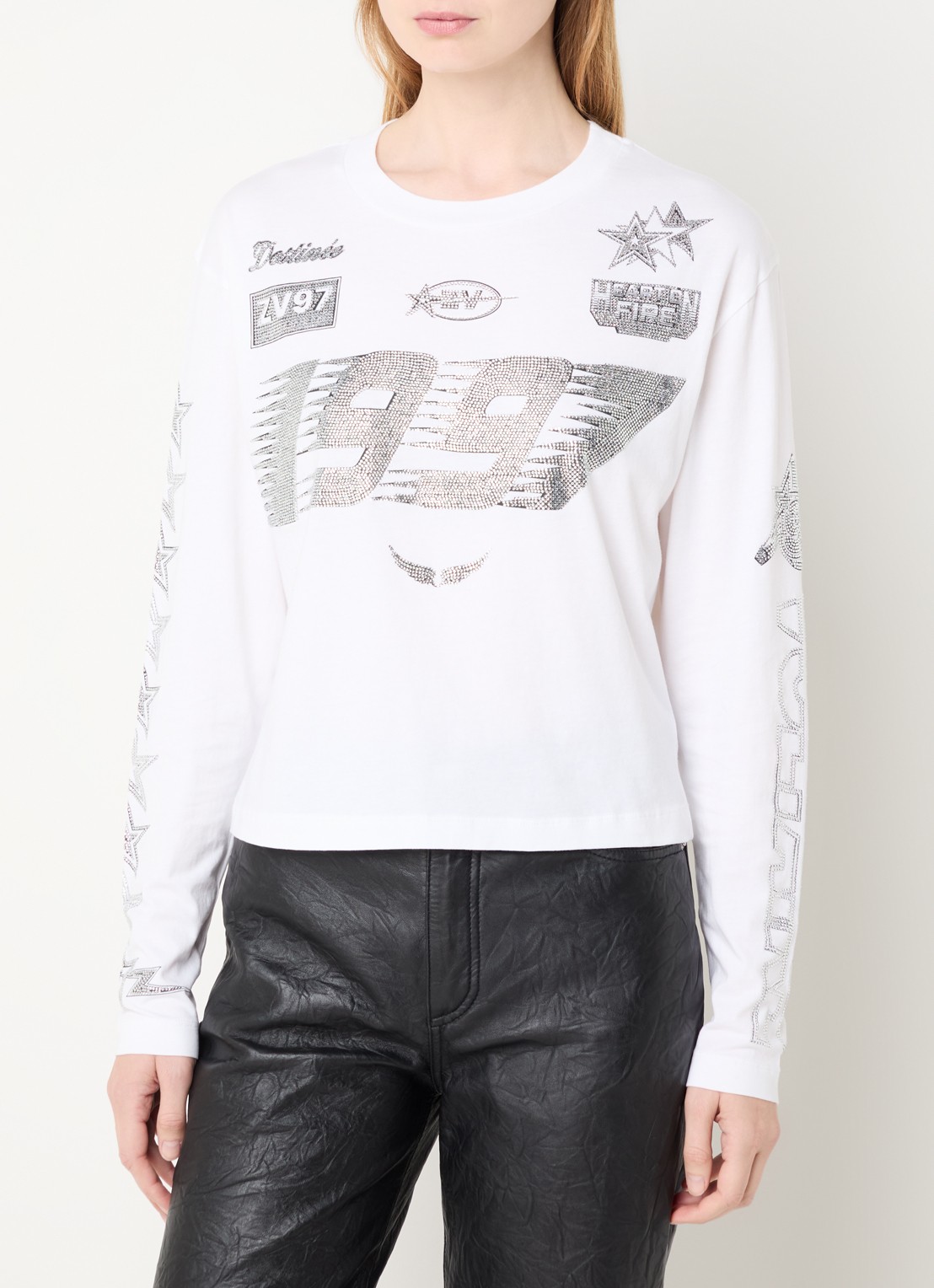 Zadig&Voltaire Longsleeve met strass - detail 3 wit