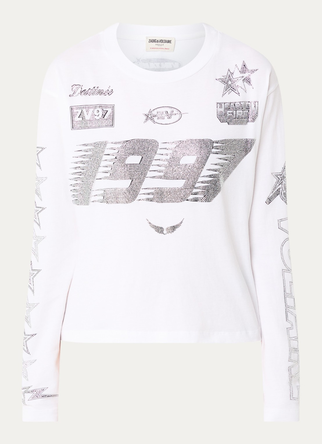 Zadig&Voltaire Longsleeve met strass - voorkant wit