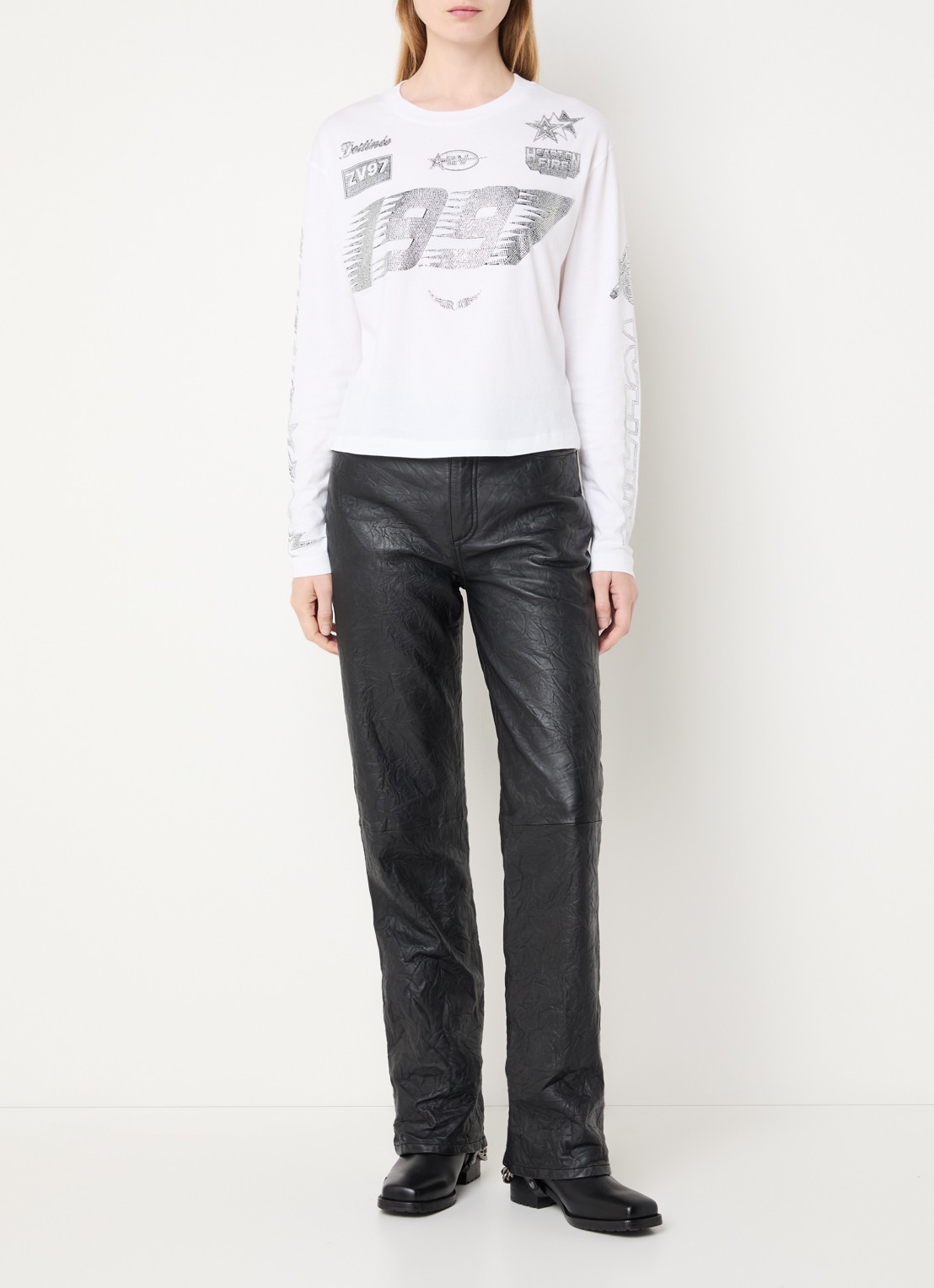 Zadig&Voltaire Longsleeve met strass - voorkant 2 wit