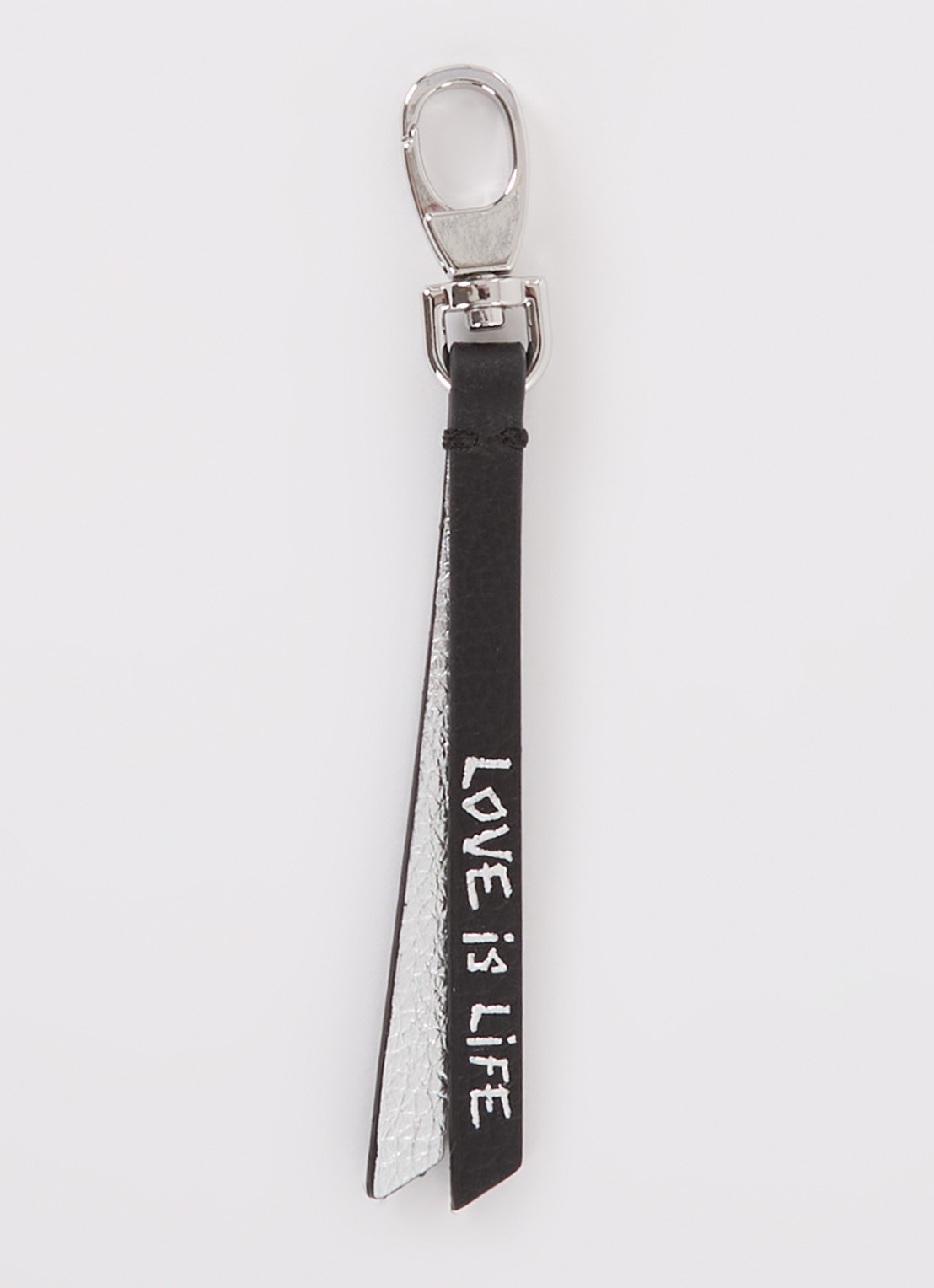 Zadig&Voltaire Love Link sleutelhanger van kalfsleer - voorkant zwart