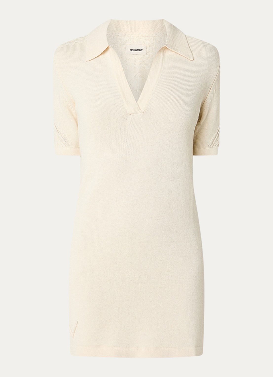 Zadig&Voltaire Lulu grofgebreide mini jurk in merino wolblend - voorkant beige