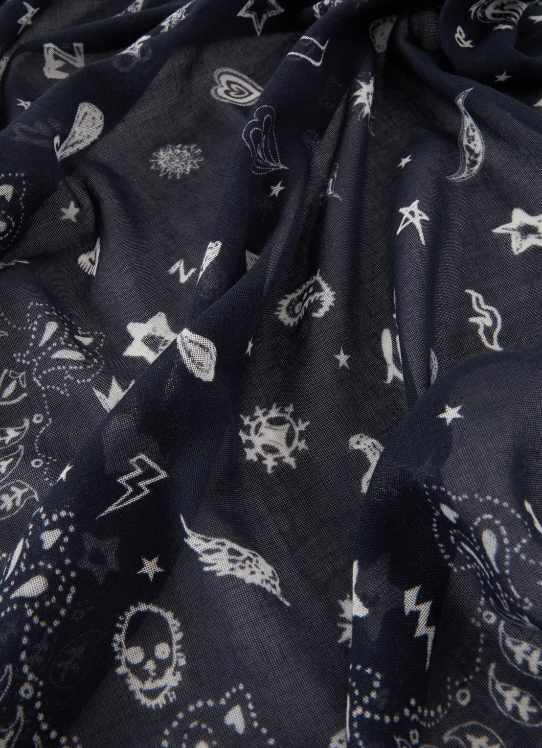 Zadig&Voltaire Maddie sjaal met paisley dessin 120 x 120 cm - detail 2 zwart