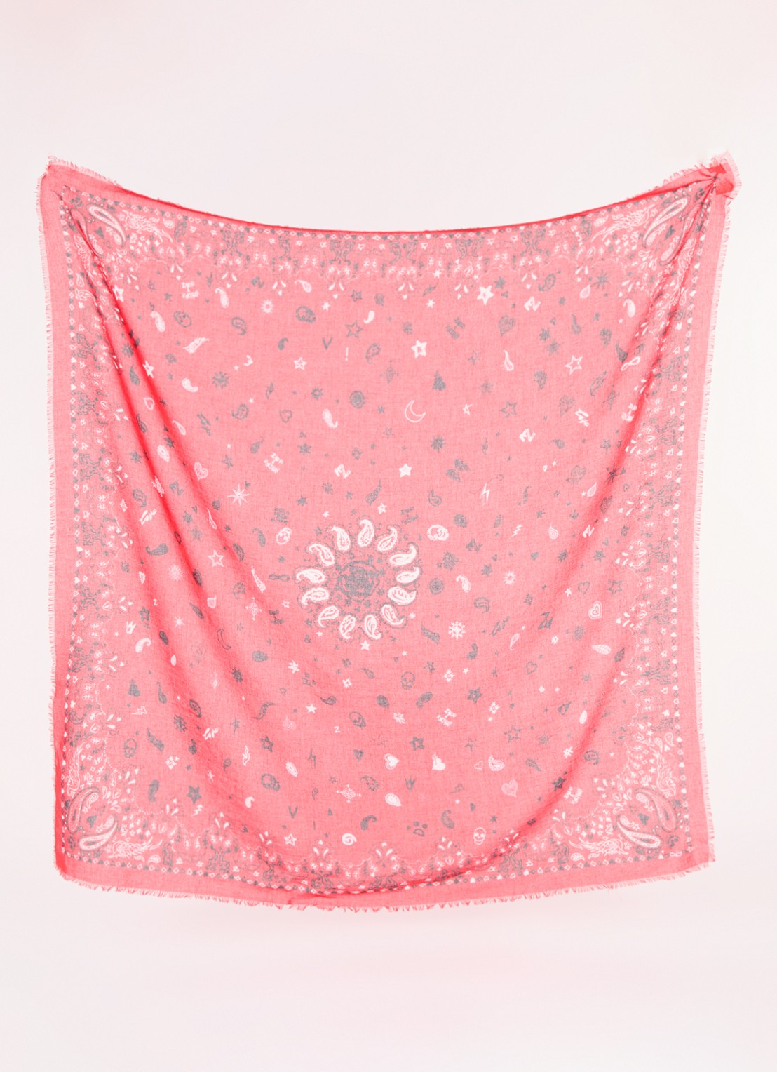Zadig&Voltaire Maddie sjaal met paisley dessin 120 x 120 cm - detail 2 rood