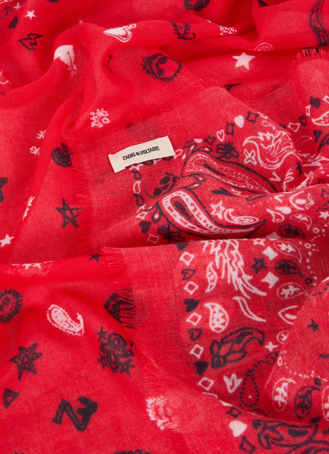 Zadig&Voltaire Maddie sjaal met paisley dessin 120 x 120 cm - detail 3 rood