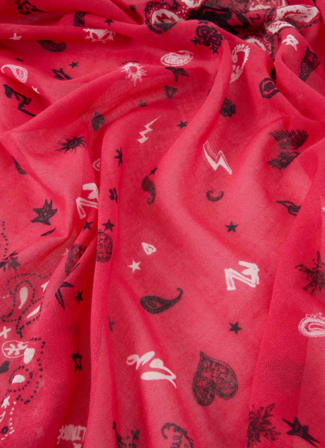 Zadig&Voltaire Maddie sjaal met paisley dessin 120 x 120 cm - detail 2 donkerroze
