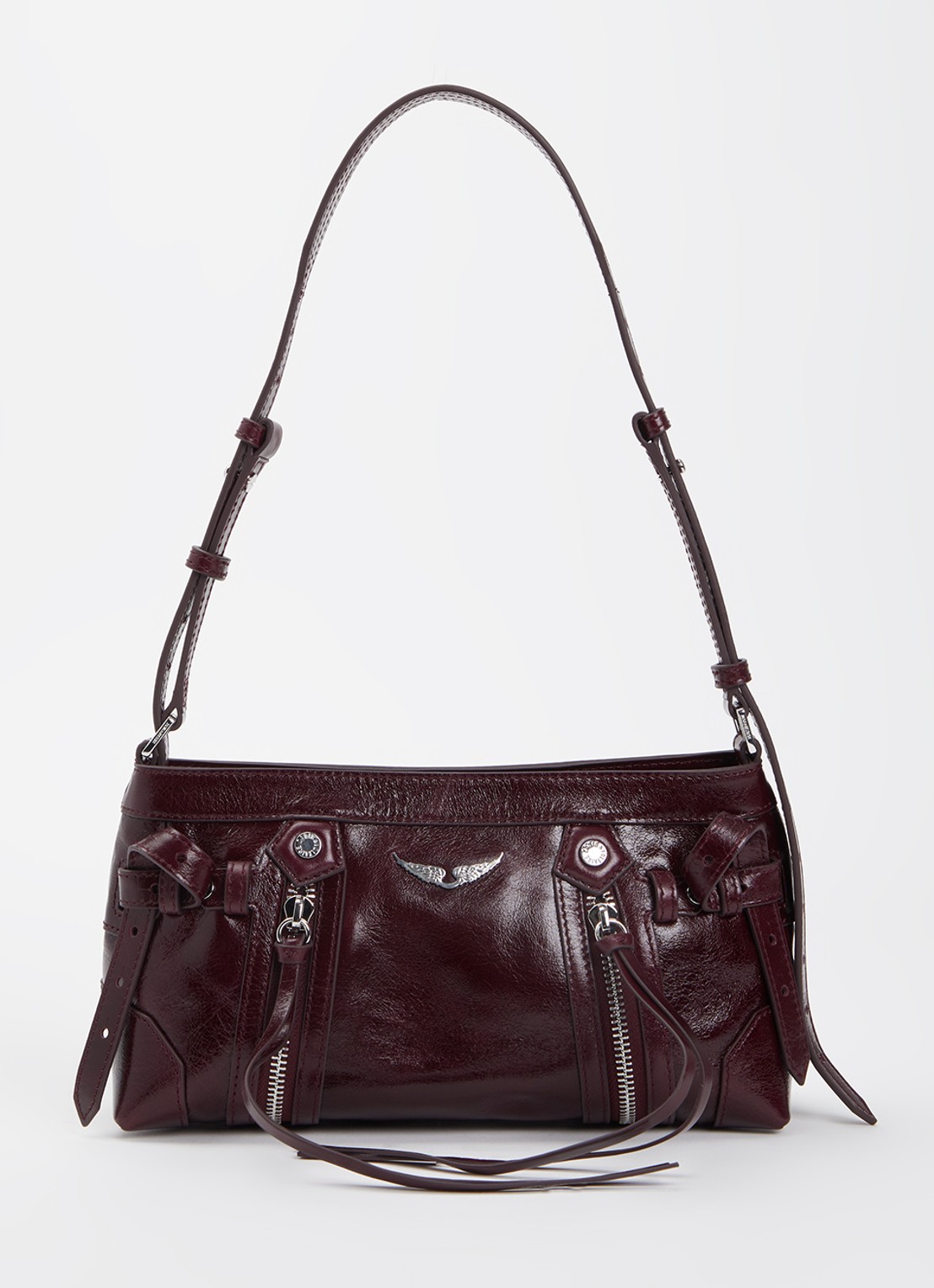 Zadig&Voltaire Madison mini Vintage schoudertas van kalfsleer - voorkant paars