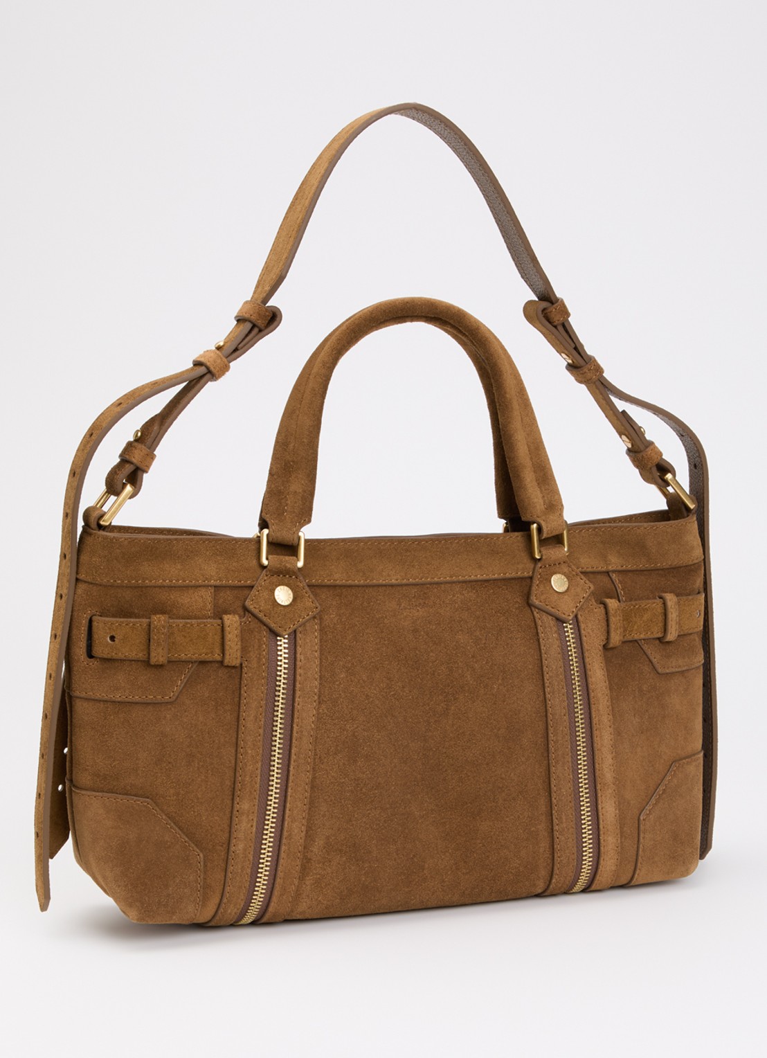 Zadig&Voltaire Madison small schoudertas van suède met verstelbare schouderriem - achterkant 4 camel