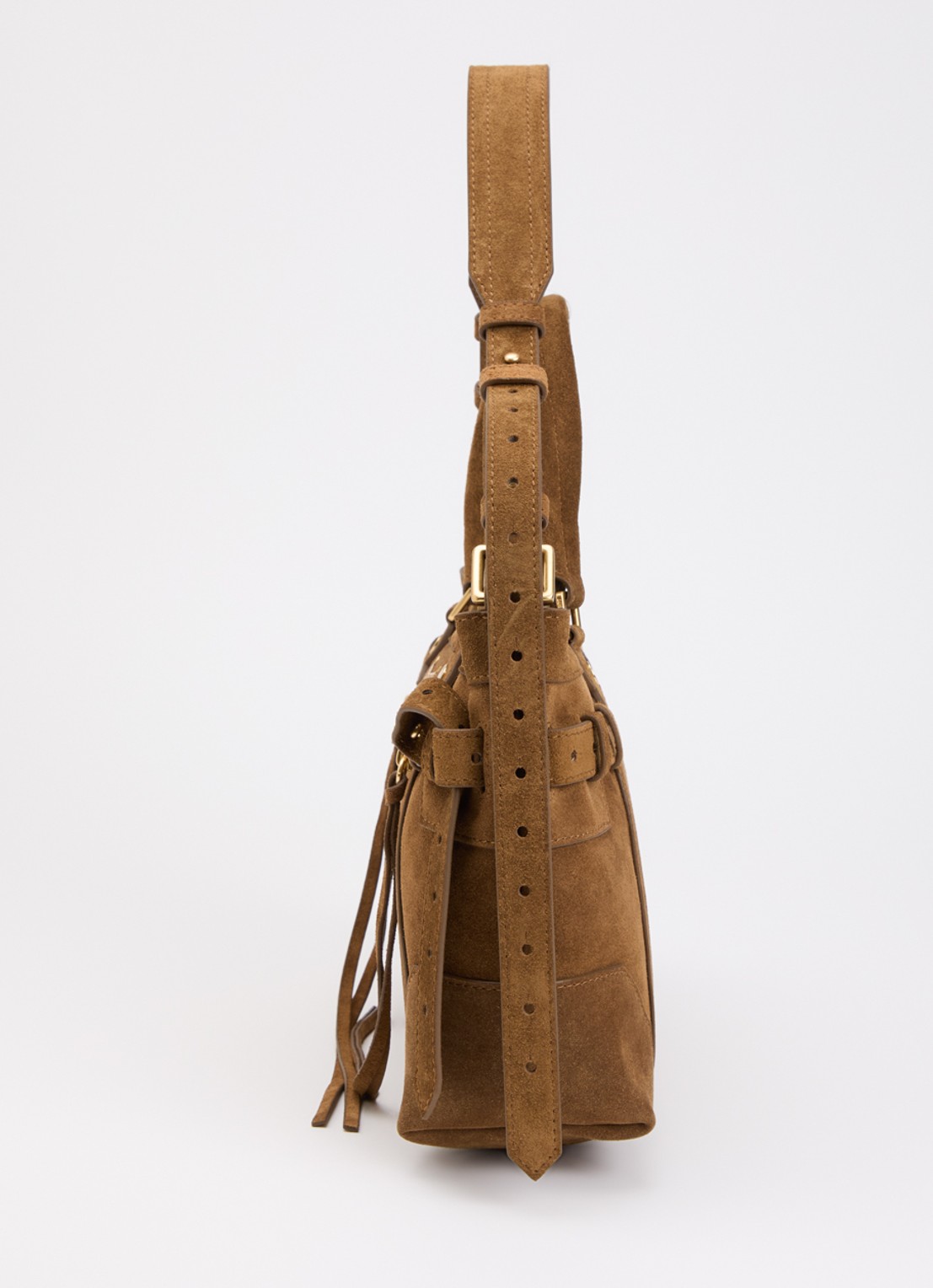 Zadig&Voltaire Madison small schoudertas van suède met verstelbare schouderriem - detail 2 camel