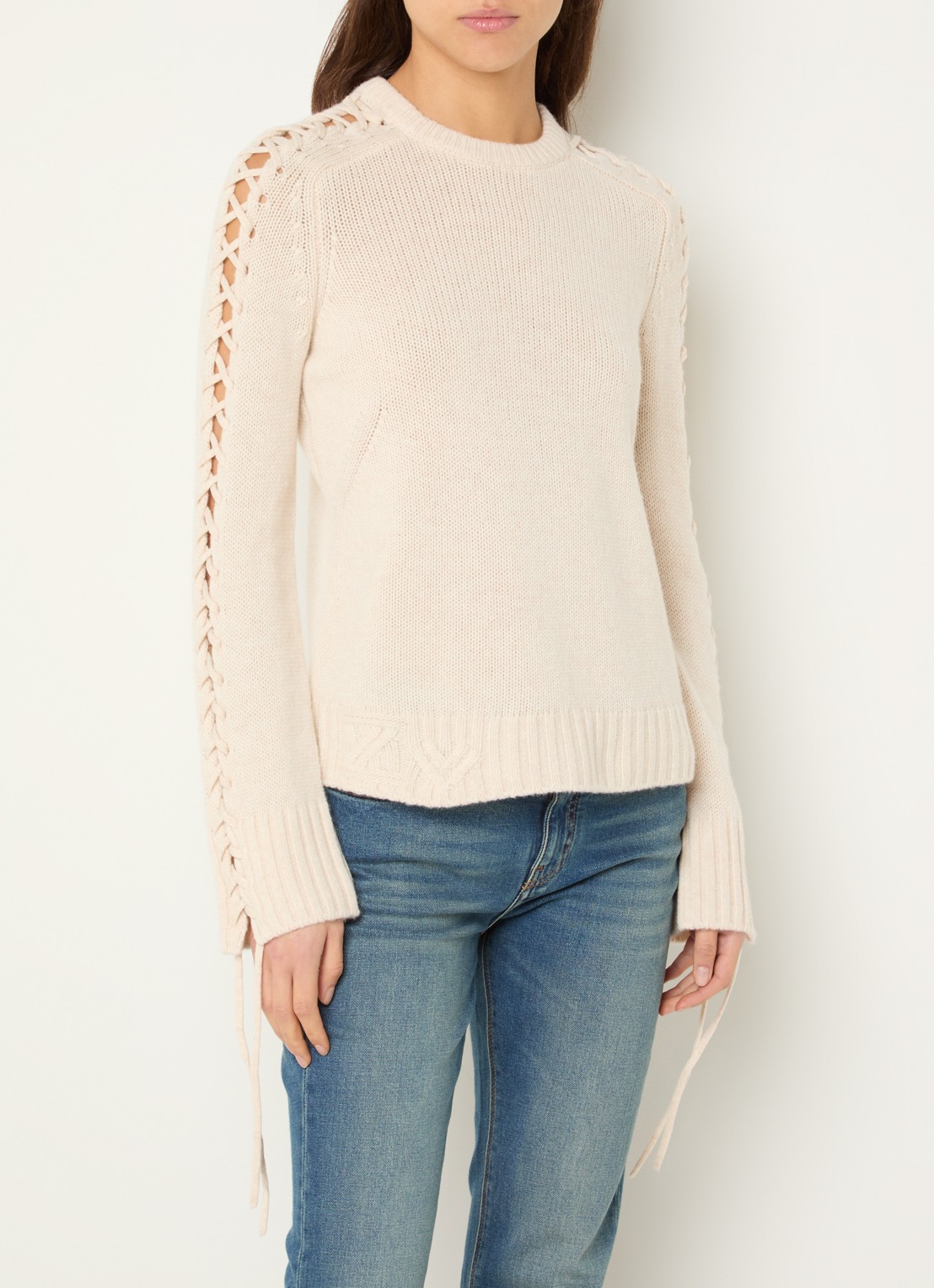 Zadig&Voltaire Malty grofgebreide trui in kasjmierblend  - detail creme