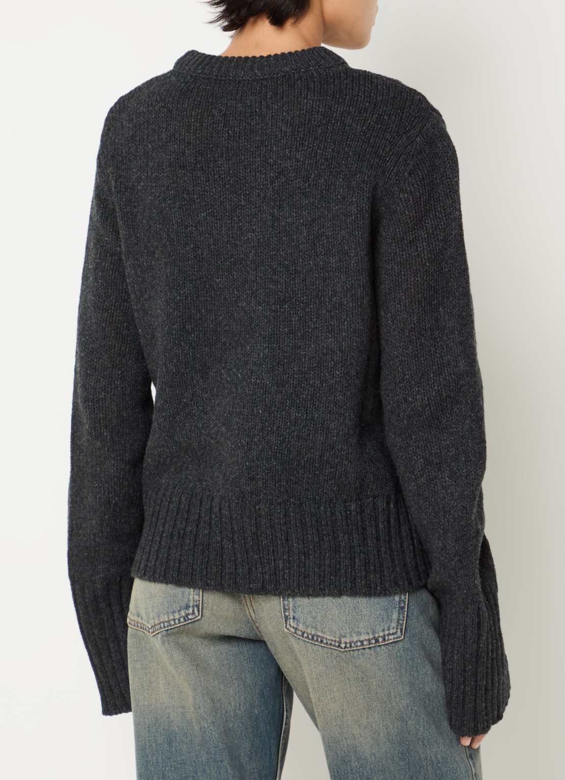 Zadig&Voltaire Malty grofgebreide trui van merino wol met ingebreid patroon - achterkant antraciet