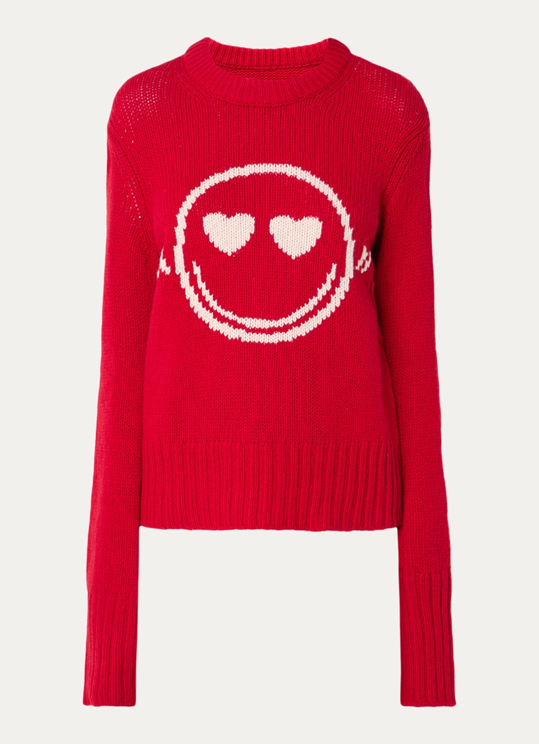 Zadig&Voltaire Malty grofgebreide trui van merino wol met ingebreid patroon - voorkant 3 rood