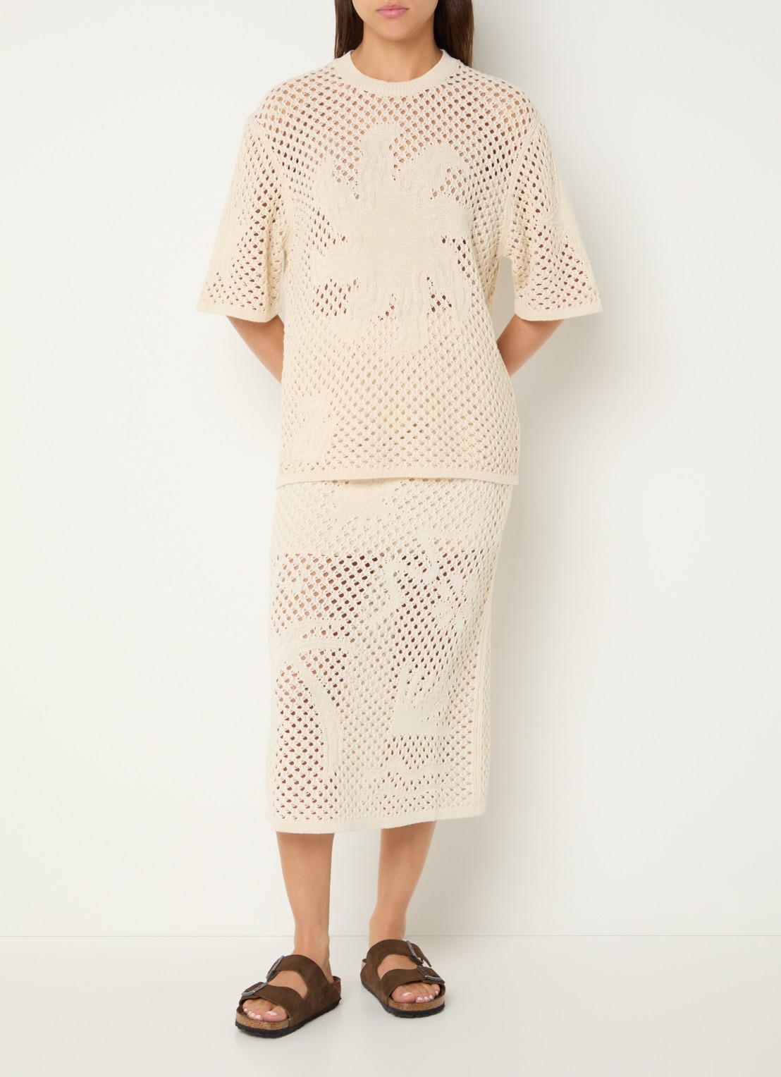 Zadig&Voltaire Malyna grofgebreide top met opengewerkt dessin - voorkant 4 beige
