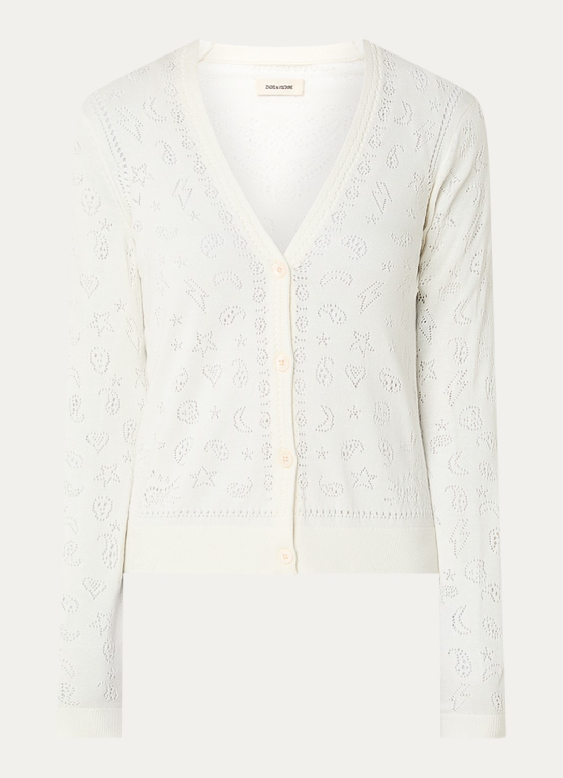 Zadig&Voltaire Manala blouse met opengewerkt dessin - voorkant 2 gebroken wit