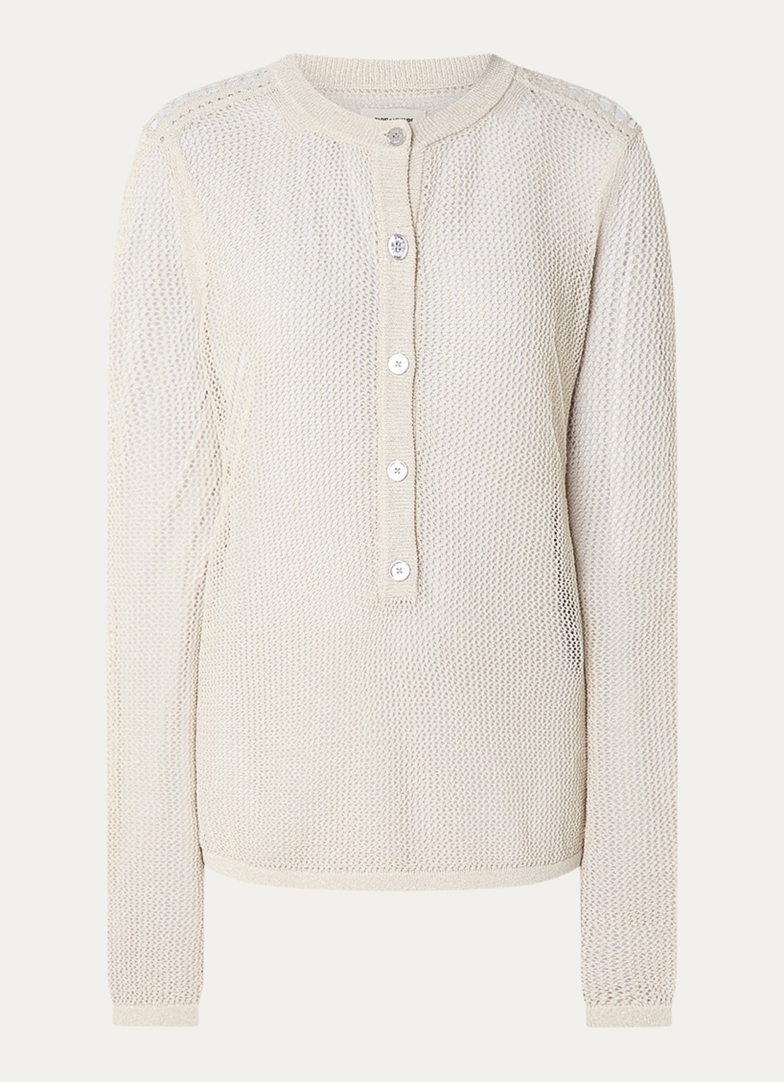 Zadig&Voltaire Mandala semi-transparante top met ronde hals - voorkant 2 creme