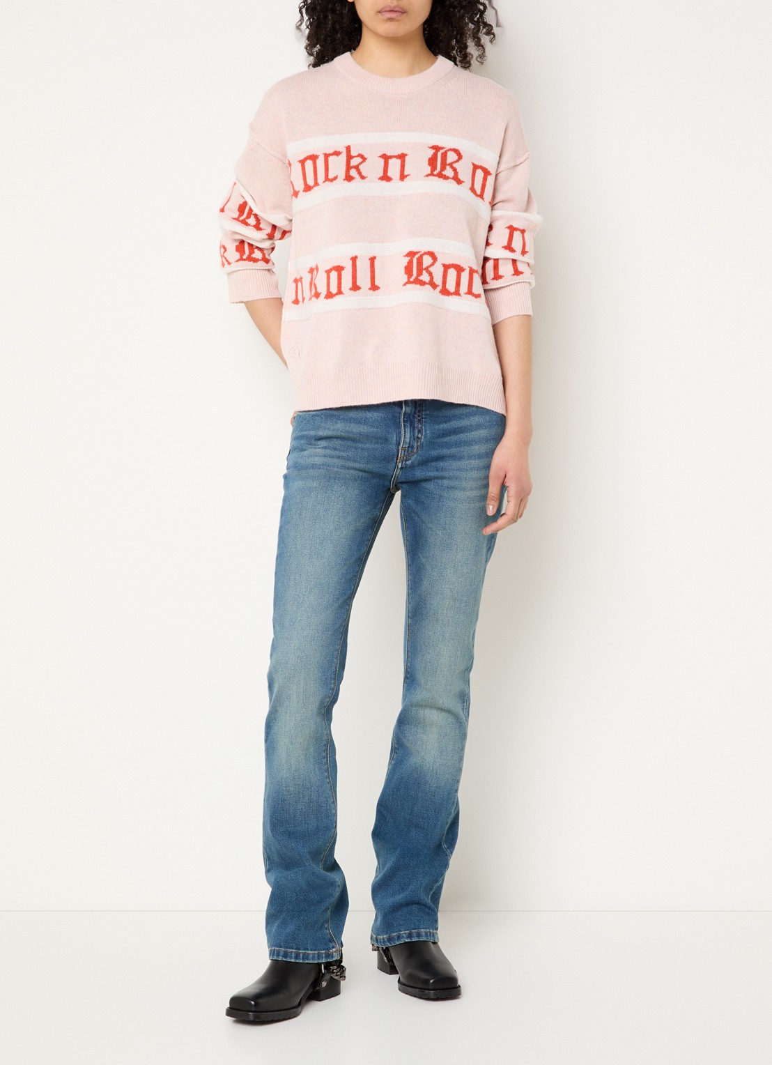 Zadig&Voltaire Markuz fijngebreide pullover in kasjmierblend - voorkant 3 lichtroze