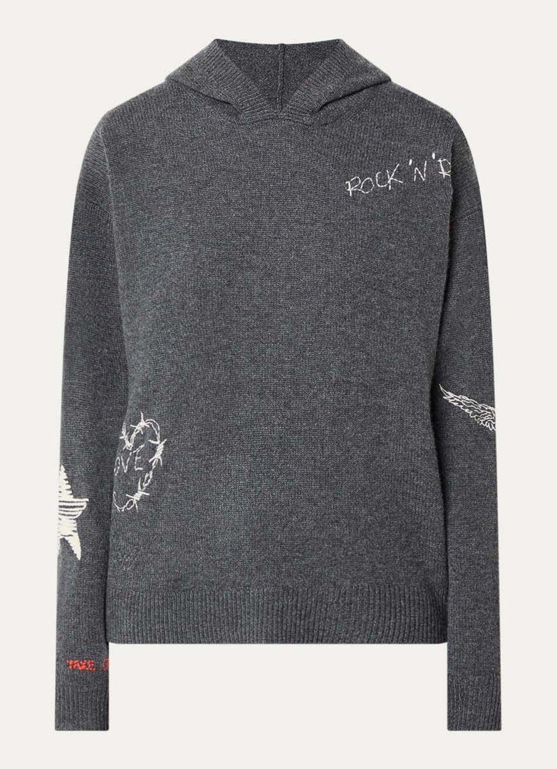 Zadig&Voltaire Markyz fijngebreide hoodie met borduring - voorkant 2 donkergrijs