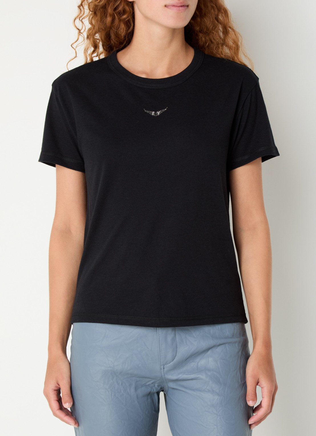 Zadig&Voltaire Marta T-shirt in linnenblend met logo - detail 3 zwart