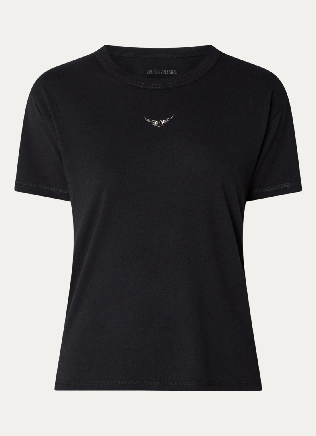 Zadig&Voltaire Marta T-shirt in linnenblend met logo - voorkant zwart