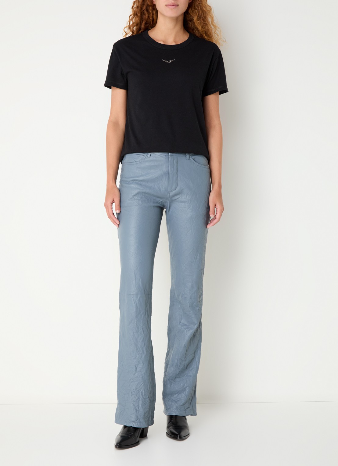 Zadig&Voltaire Marta T-shirt in linnenblend met logo - voorkant 2 zwart