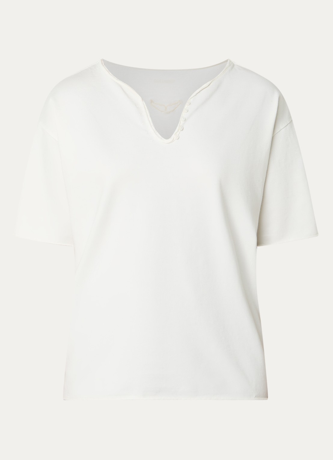 Zadig&Voltaire Meg T-shirt met V-hals - voorkant 3 gebroken wit