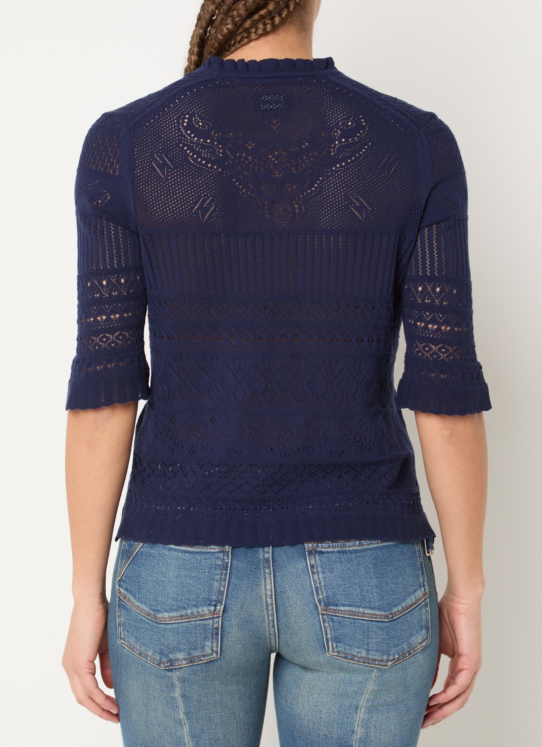Zadig&Voltaire Mem fijngebreide top met opengewerkt dessin - achterkant 4 donkerblauw