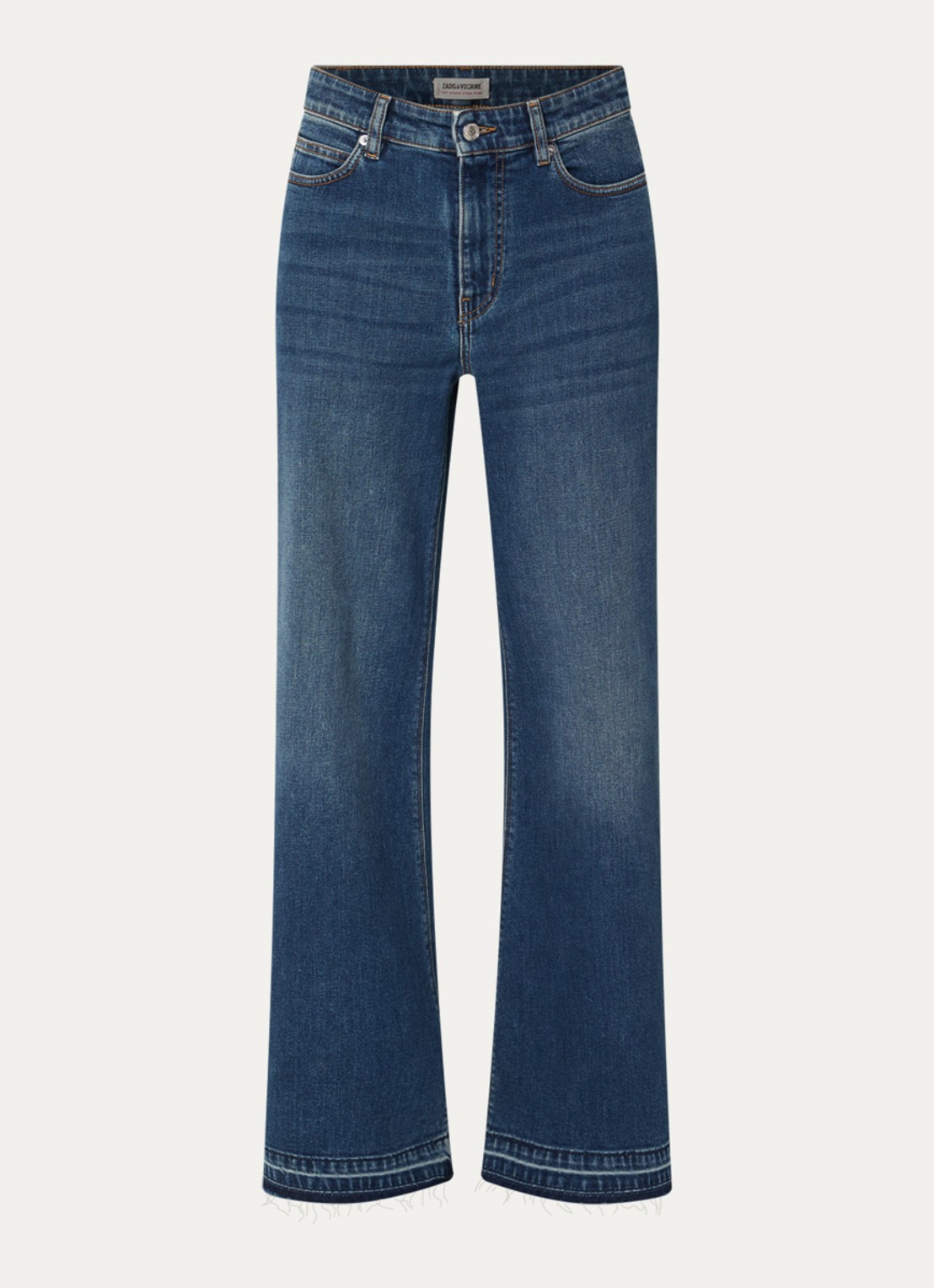 Zadig&Voltaire Mid waist flared jeans met donkere wassing en gerafelde zoom - voorkant 4 indigo