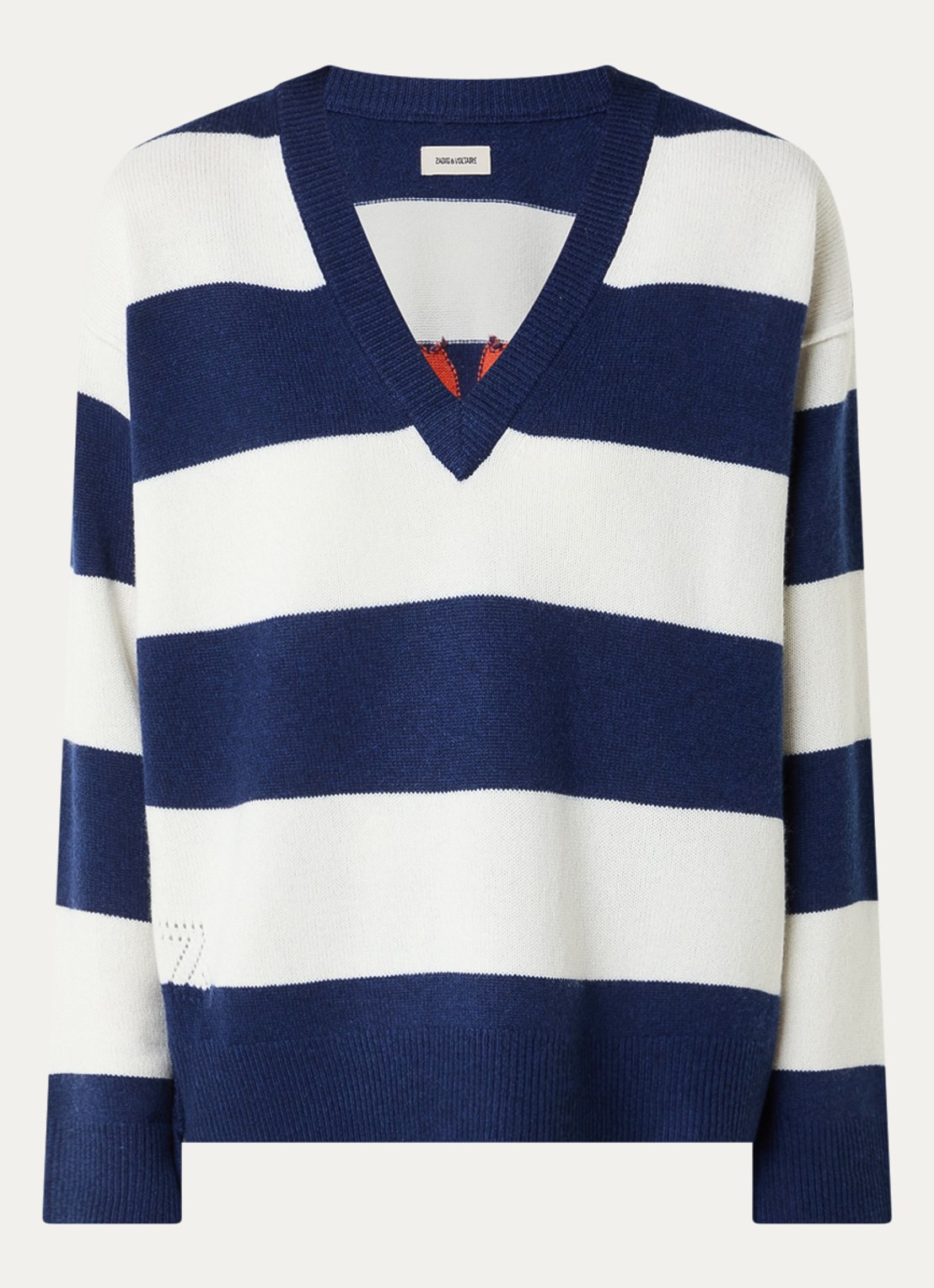 Zadig&Voltaire Mikyz fijngebreide trui in kasjmierblend met backprint - voorkant 2 donkerblauw