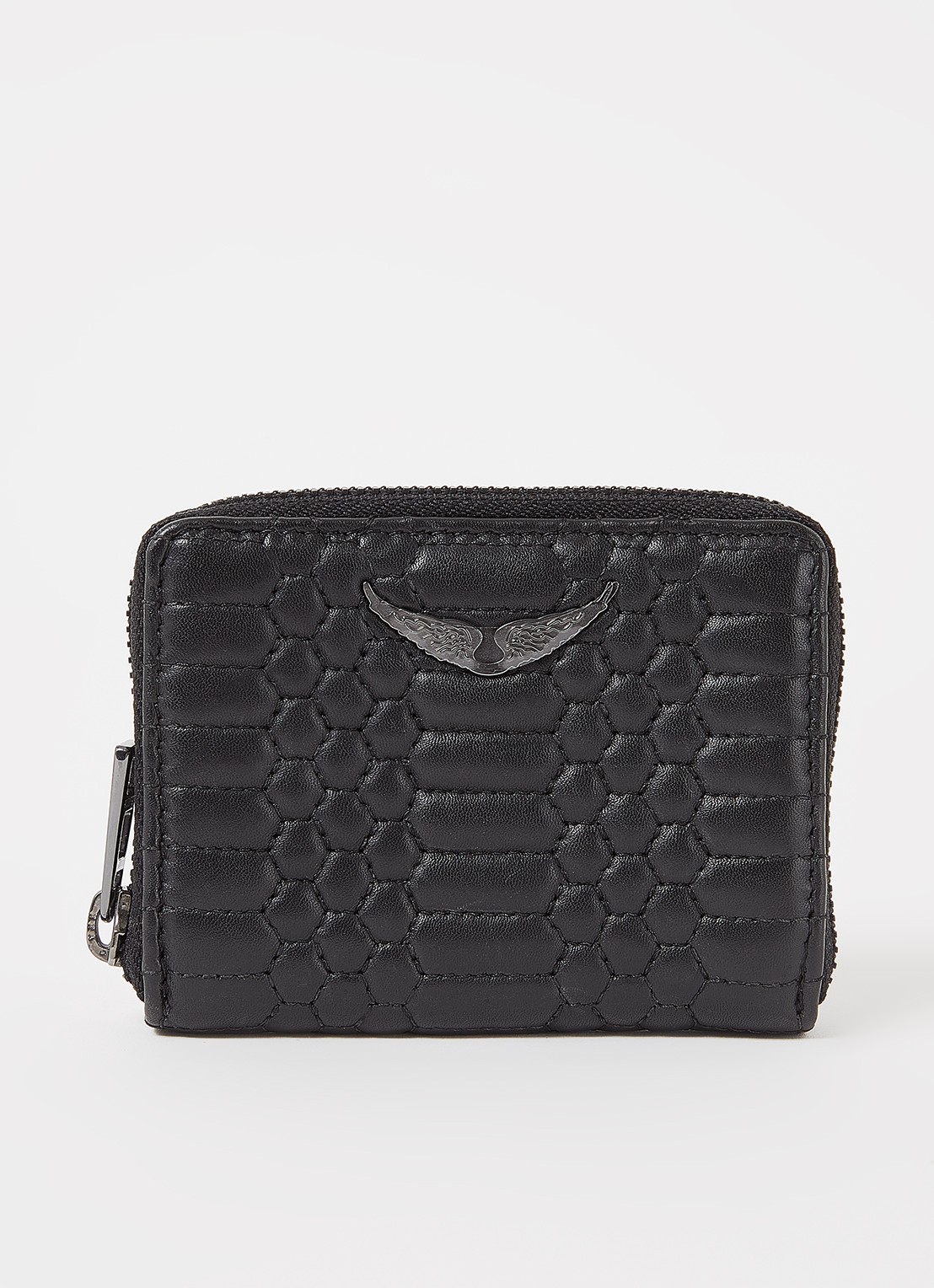 Zadig&Voltaire Mini Mat portemonnee van quilted lamsleer - voorkant zwart